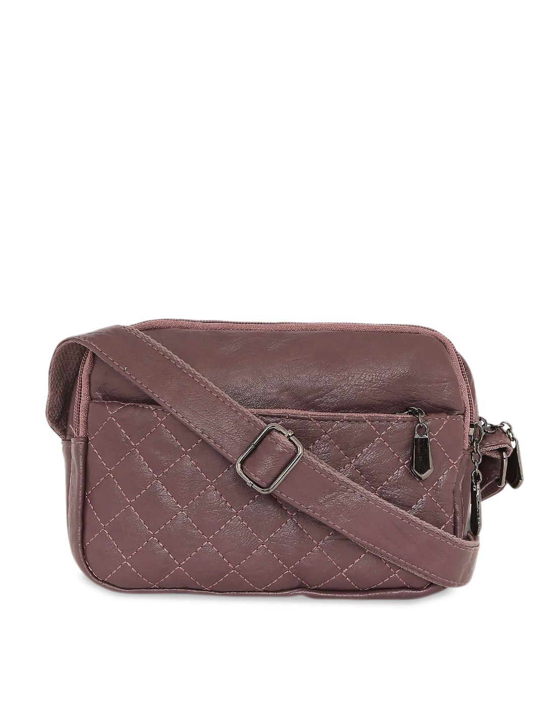 SATCHEL Pink Textured PU Structured Sling Bag with Quilted Price in India