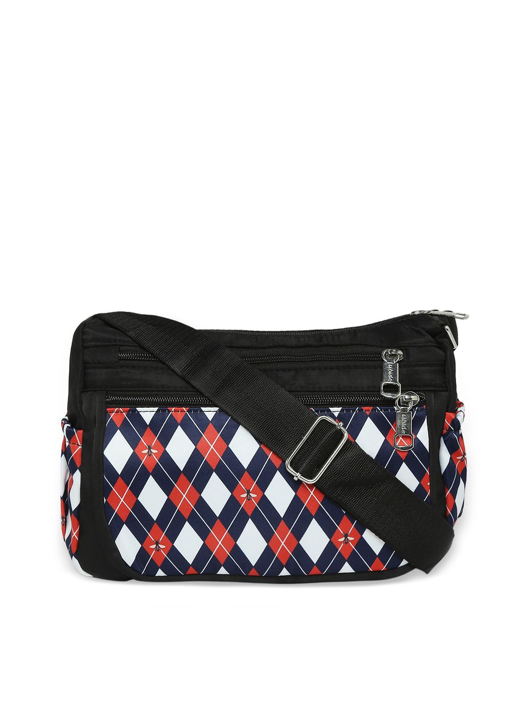 SATCHEL Multicoloured Geometric Printed Structured Sling Bag with Quilted Price in India