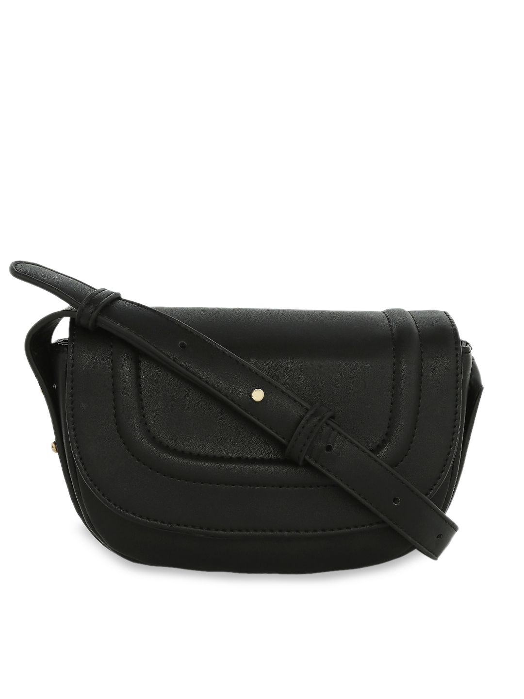 SATCHEL Black PU Half Moon Sling Bag Price in India