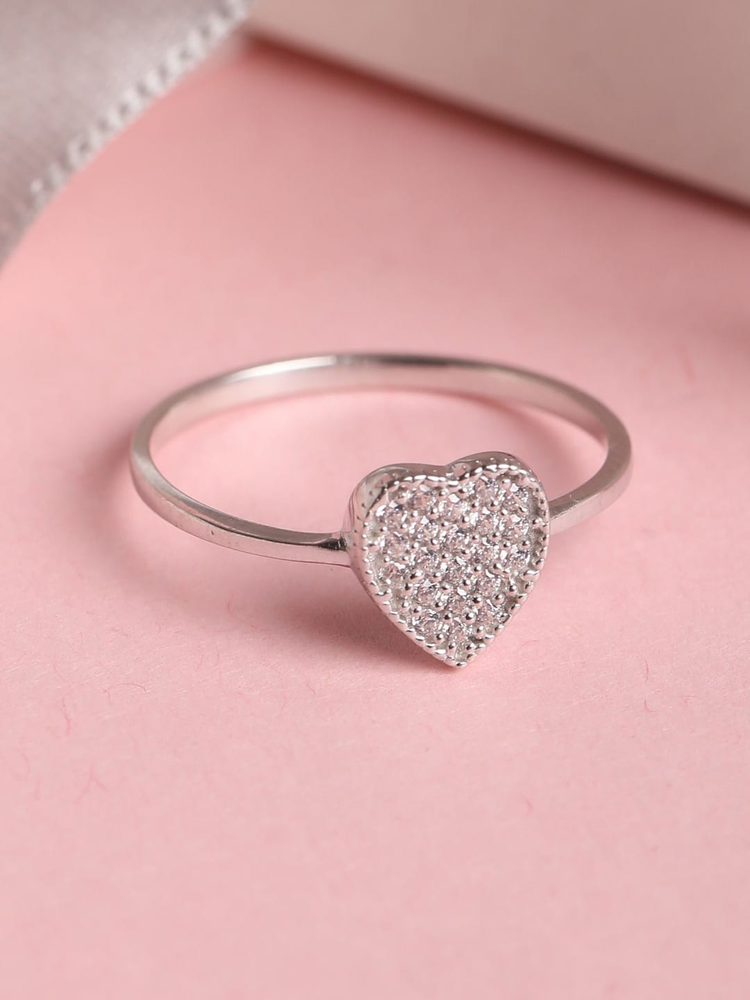 Clara Rhodium-Plated Silver CZ-Studded Finger Ring Price in India