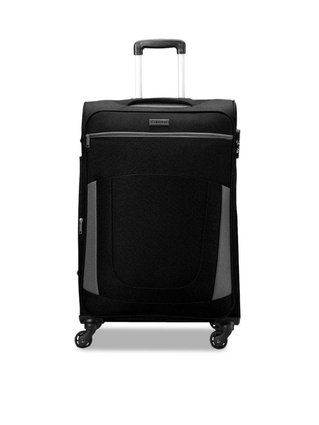 CARRIALL Black & Grey Solid Soft-Sided Trolley Suitcase Price in India