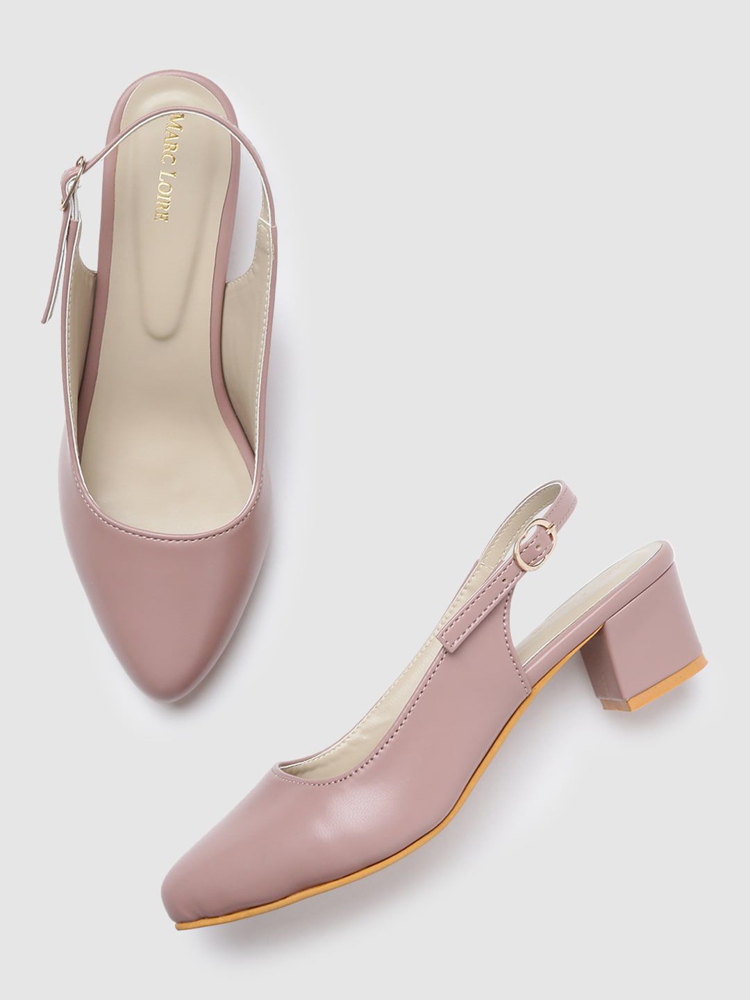 Marc Loire Nude-Coloured PU Work Block Pumps Price in India