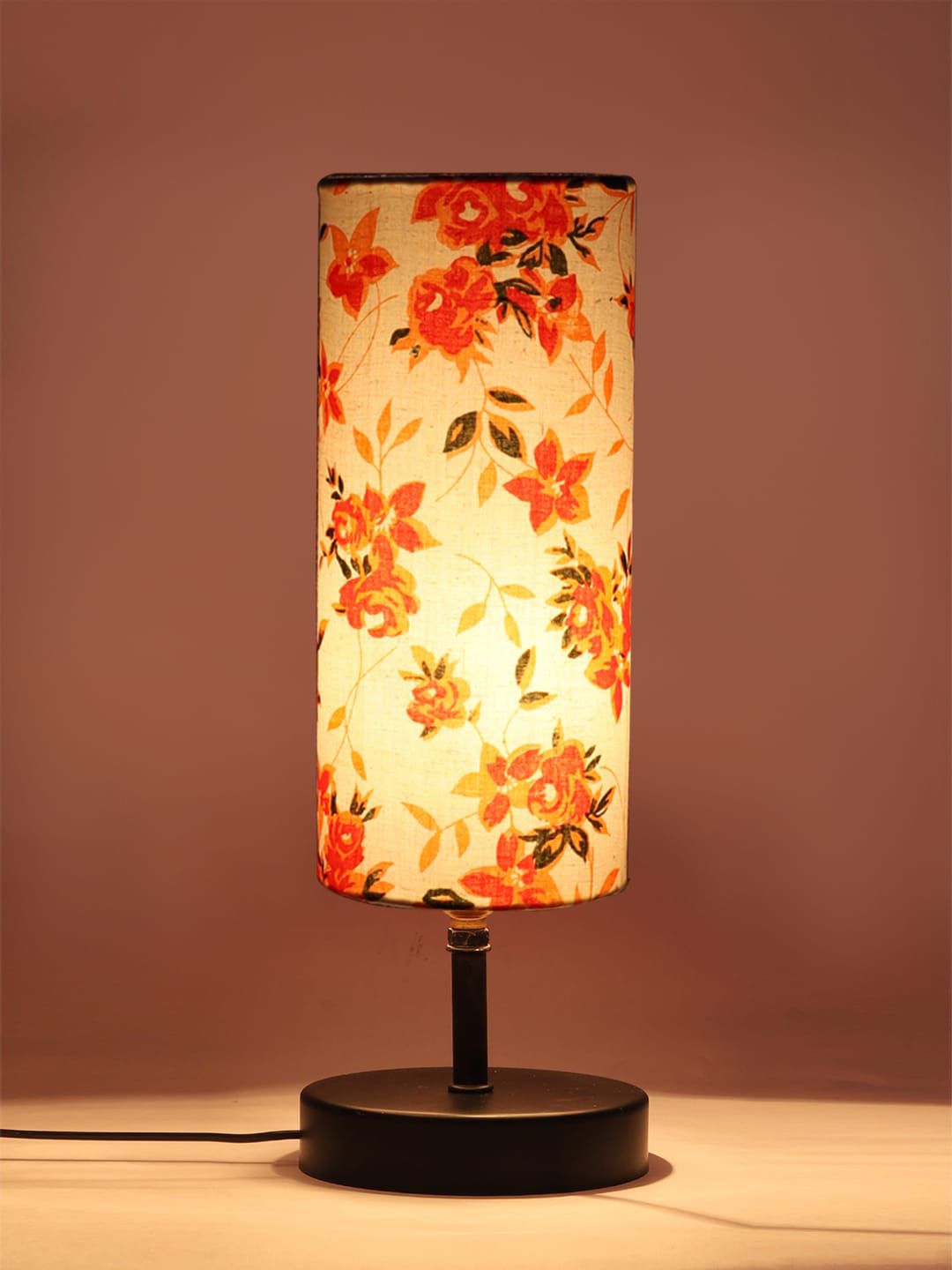 Devansh White & Orange Printed Table Lamps Price in India