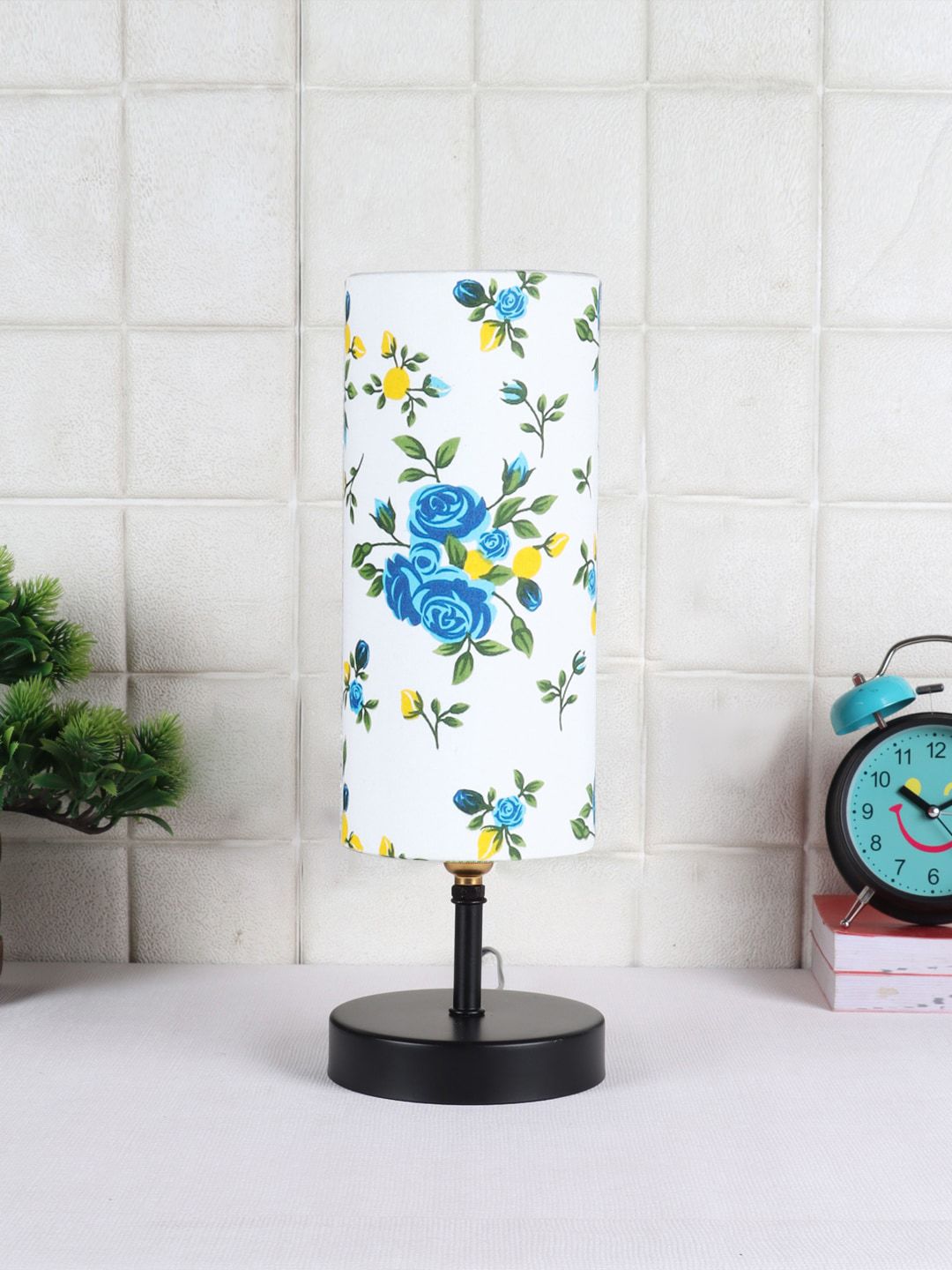 Devansh White & Blue Printed Table Lamps Price in India