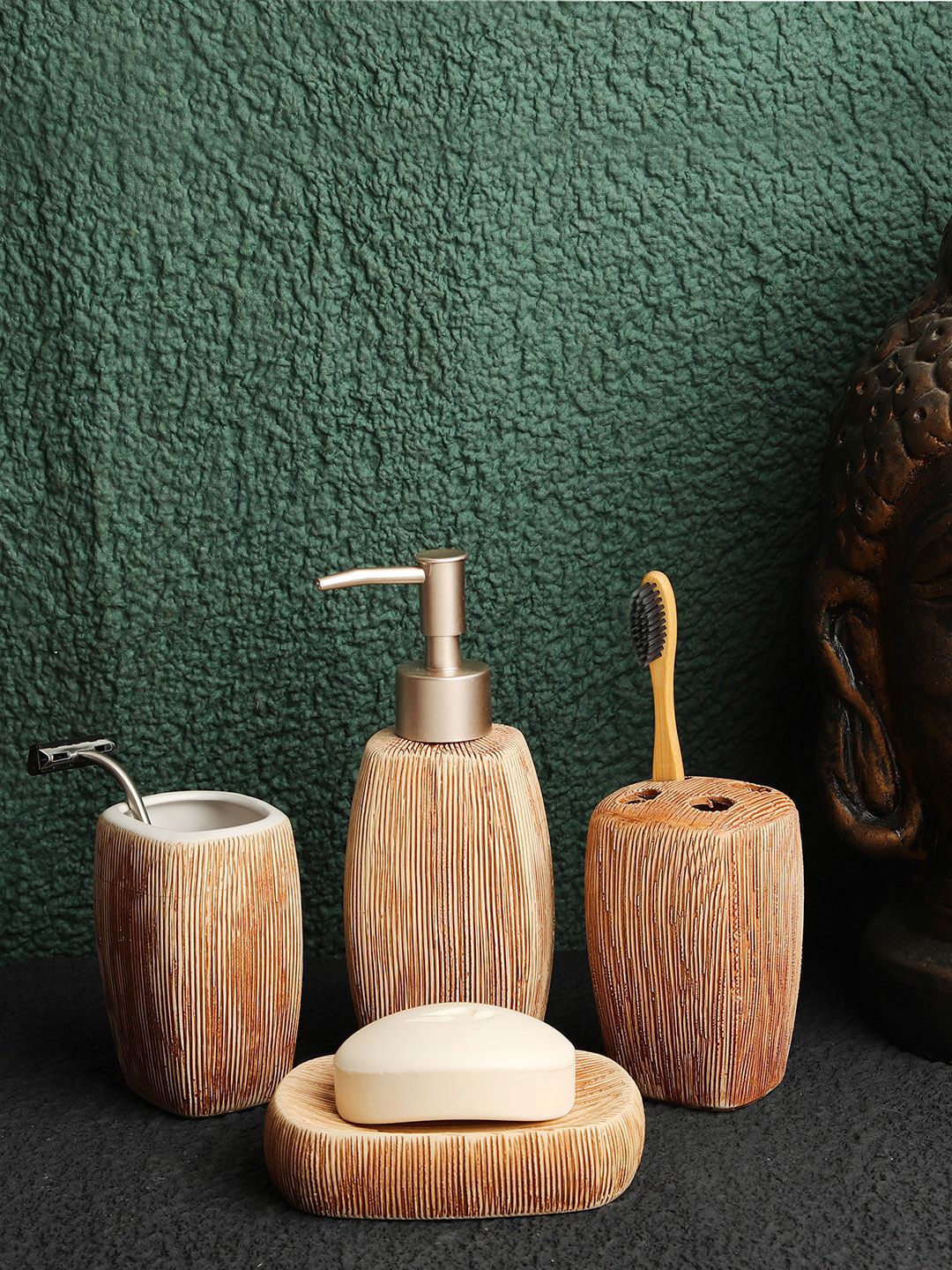 ROMEE Brown Ceramic Bathroom Accessories Set Price in India