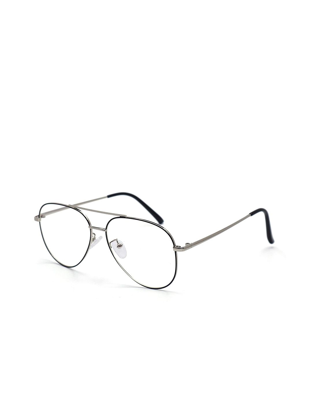 OPTIFY Unisex Clear Lens & Silver-Toned Aviator Sunglasses Price in India