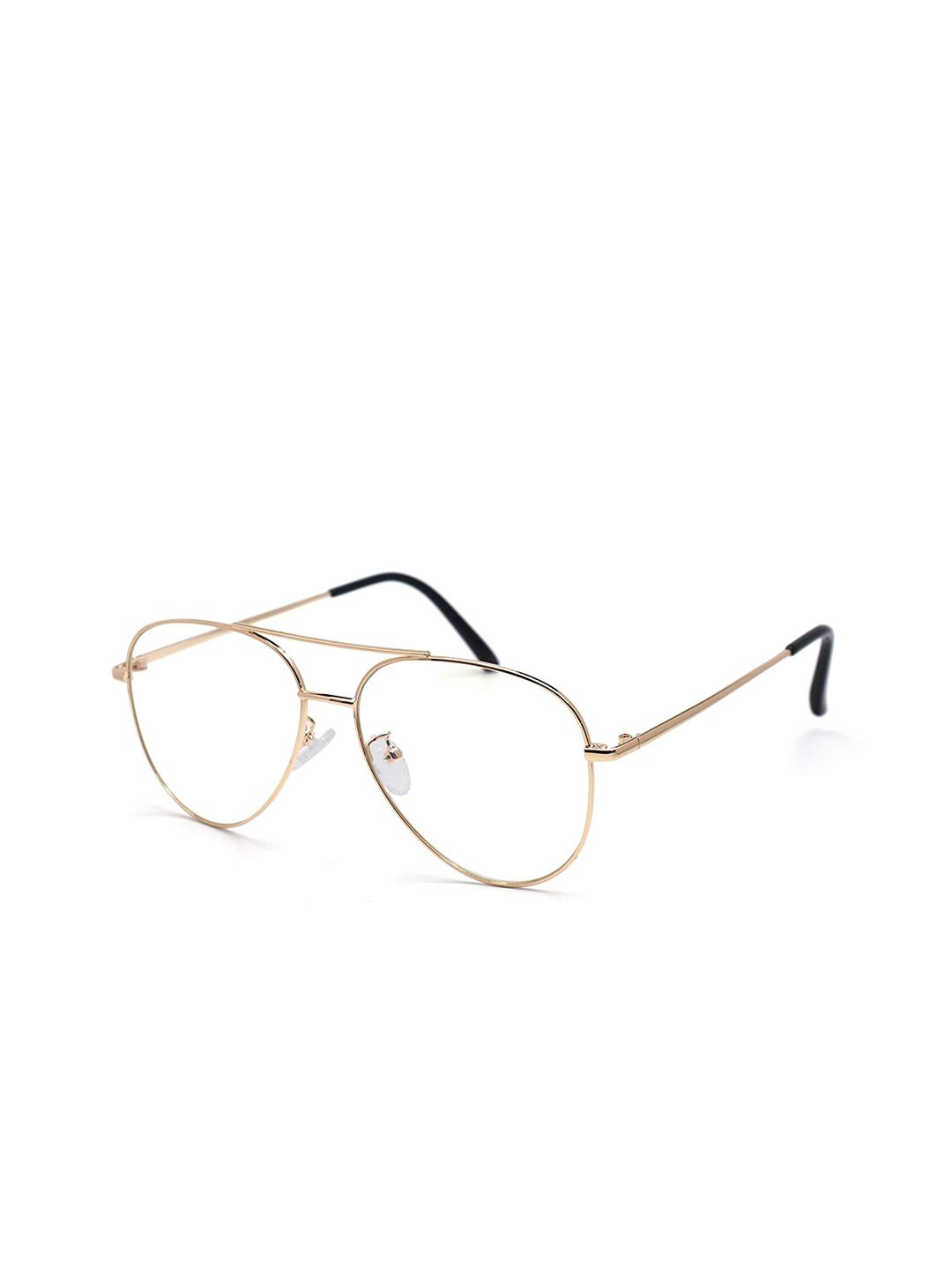 OPTIFY Unisex Clear Lens & Gold-Toned Aviator Sunglasses Price in India