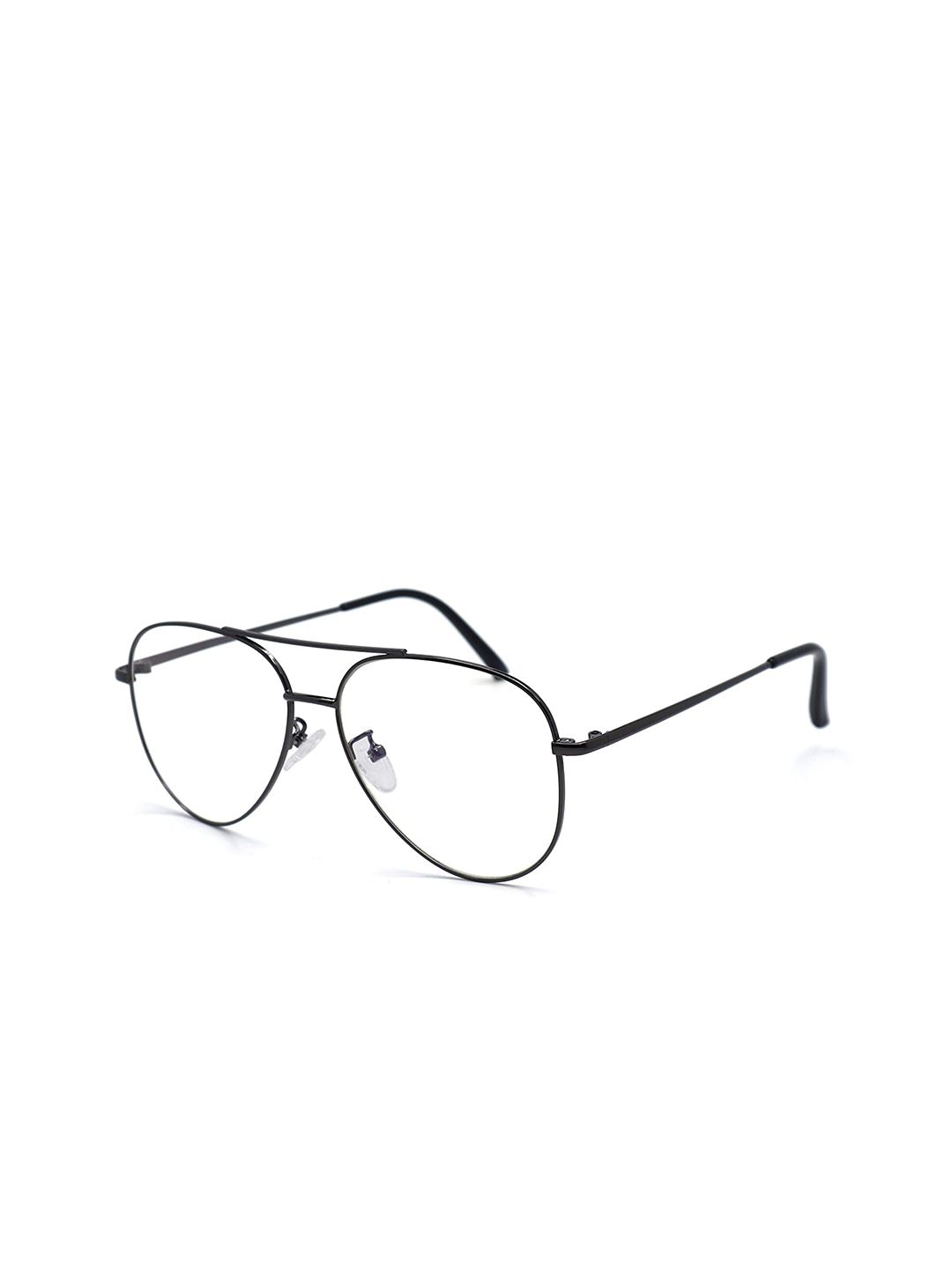 OPTIFY Unisex Clear Lens & Black Aviator Sunglasses Price in India