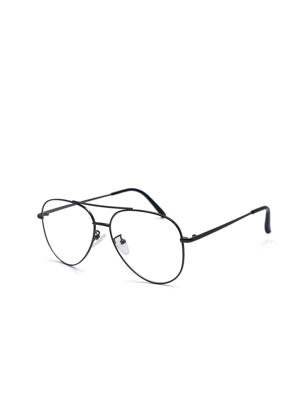 OPTIFY Unisex Clear Lens & Black Aviator Sunglasses Price in India