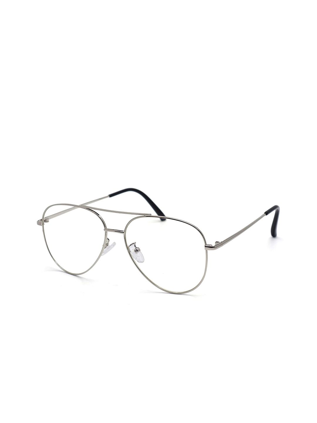 OPTIFY Unisex Clear Lens & Silver-Toned Aviator Sunglasses Price in India