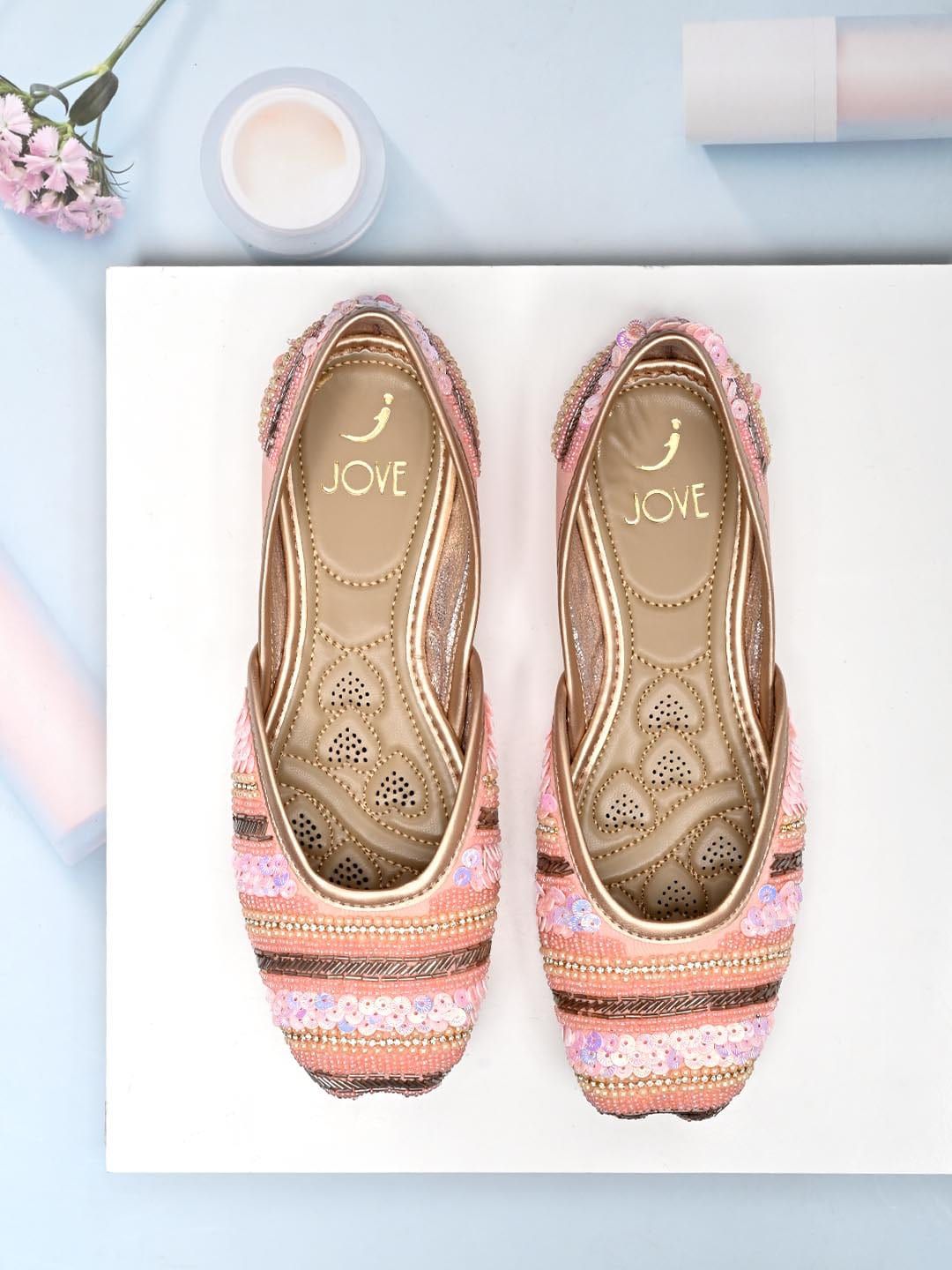 Jove Women Pink Ethnic Ballerinas Flats