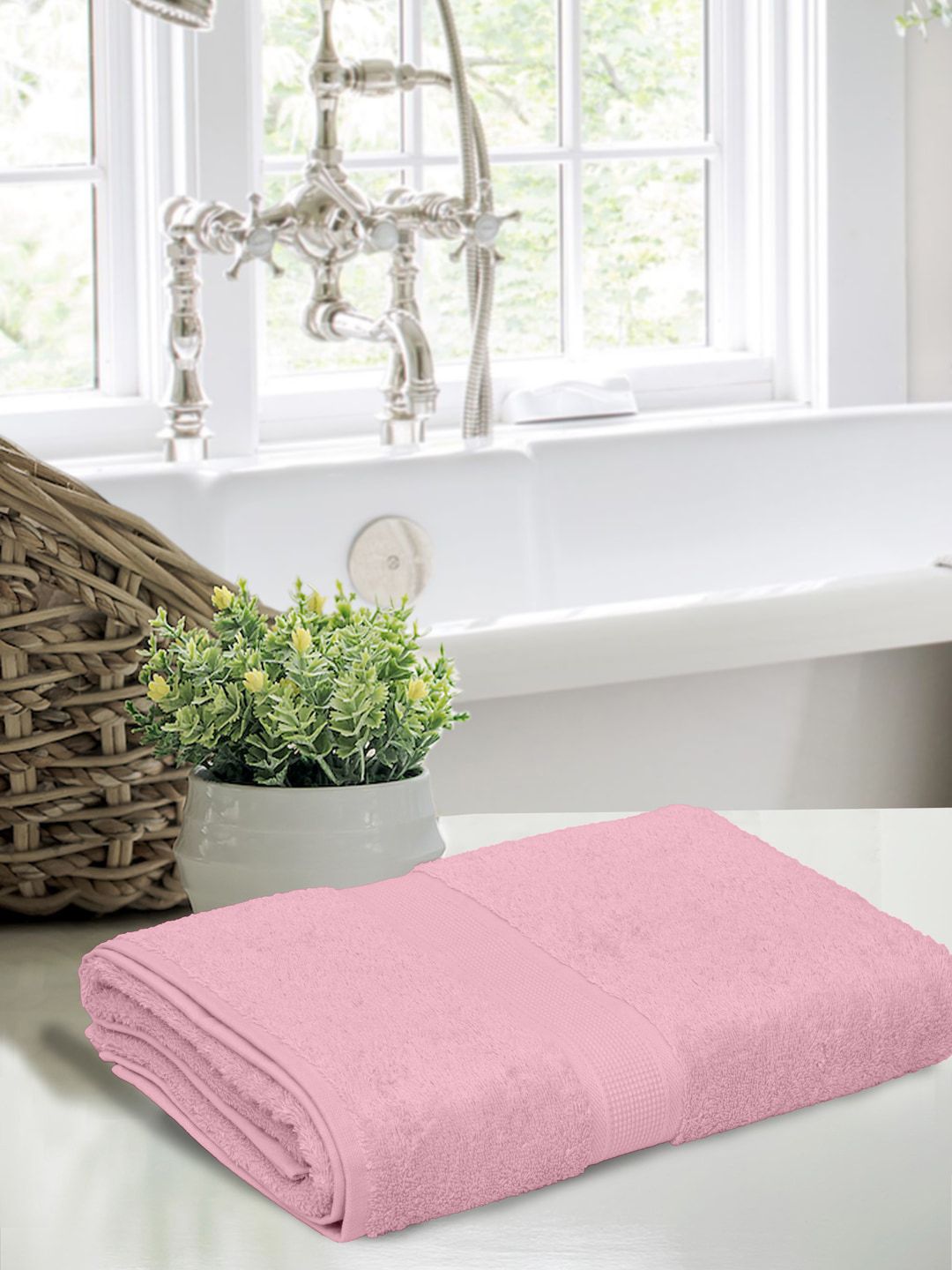 BOMBAY DYEING Pink Solid Pure Cotton 550 GSM Bath Towel Price in India