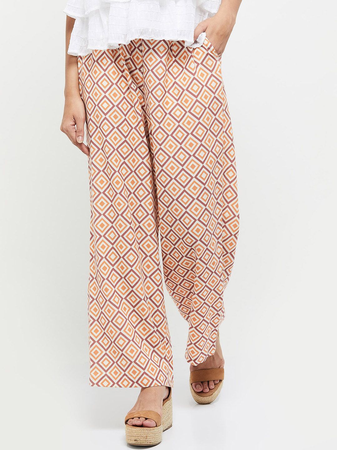 max Women Multicoloured Floral Printed Trousers Price in India