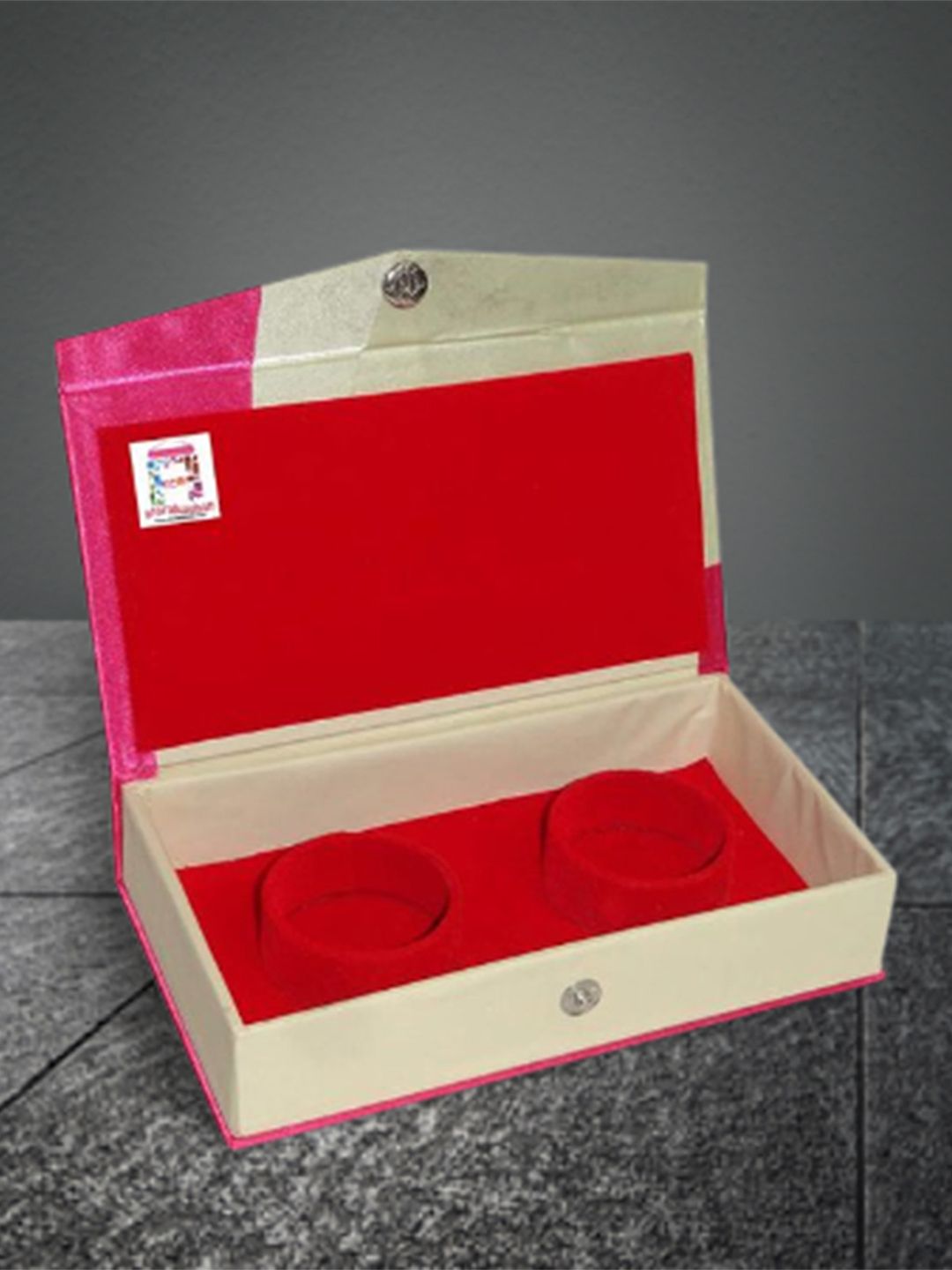 atorakushon Pink & White Solid Bangle Organizer Jewellery Storage Box Price in India
