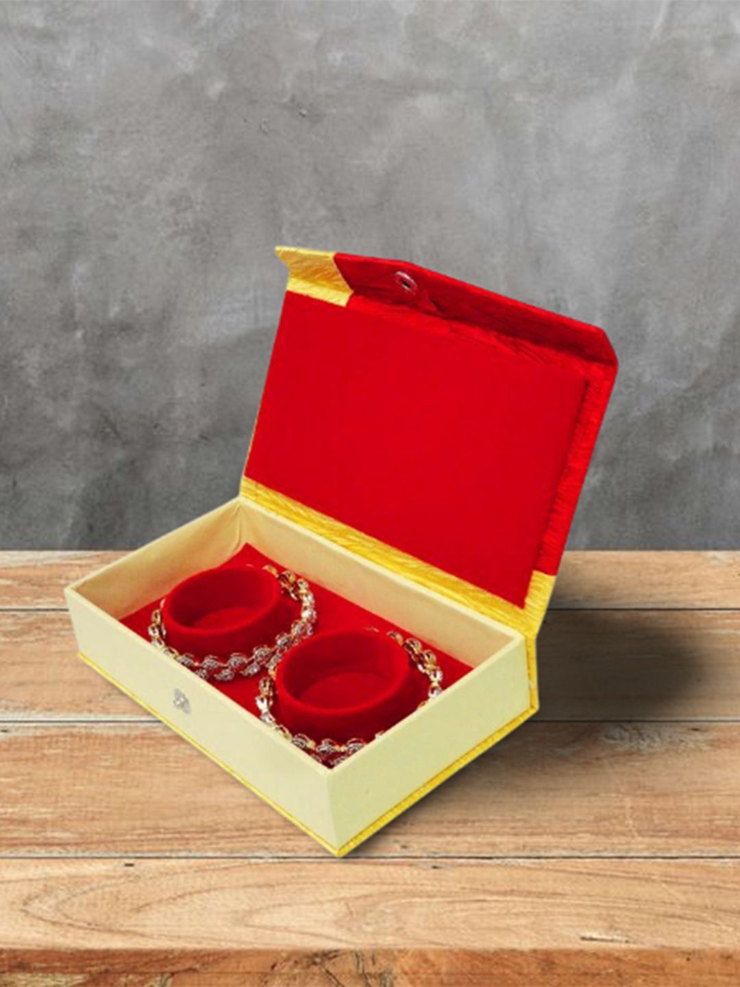 atorakushon Set Of 2 Gold & Red Solid Bangle Organisers Price in India