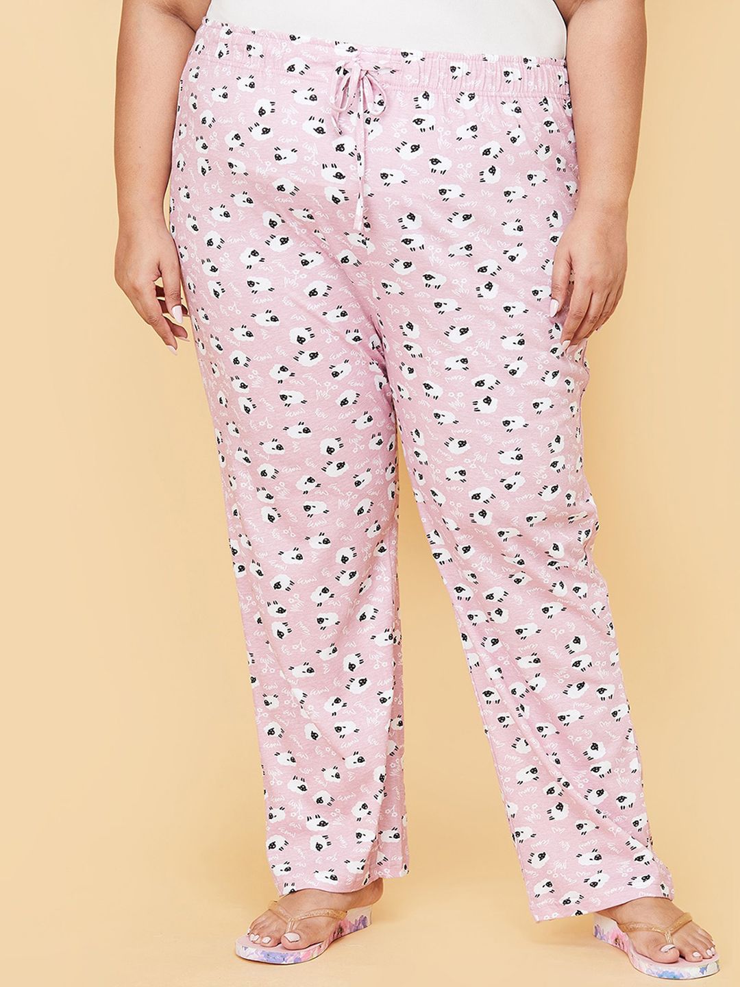 max Women Plus Size Mauve Printed Pure Cotton Lounge Pants Price in India