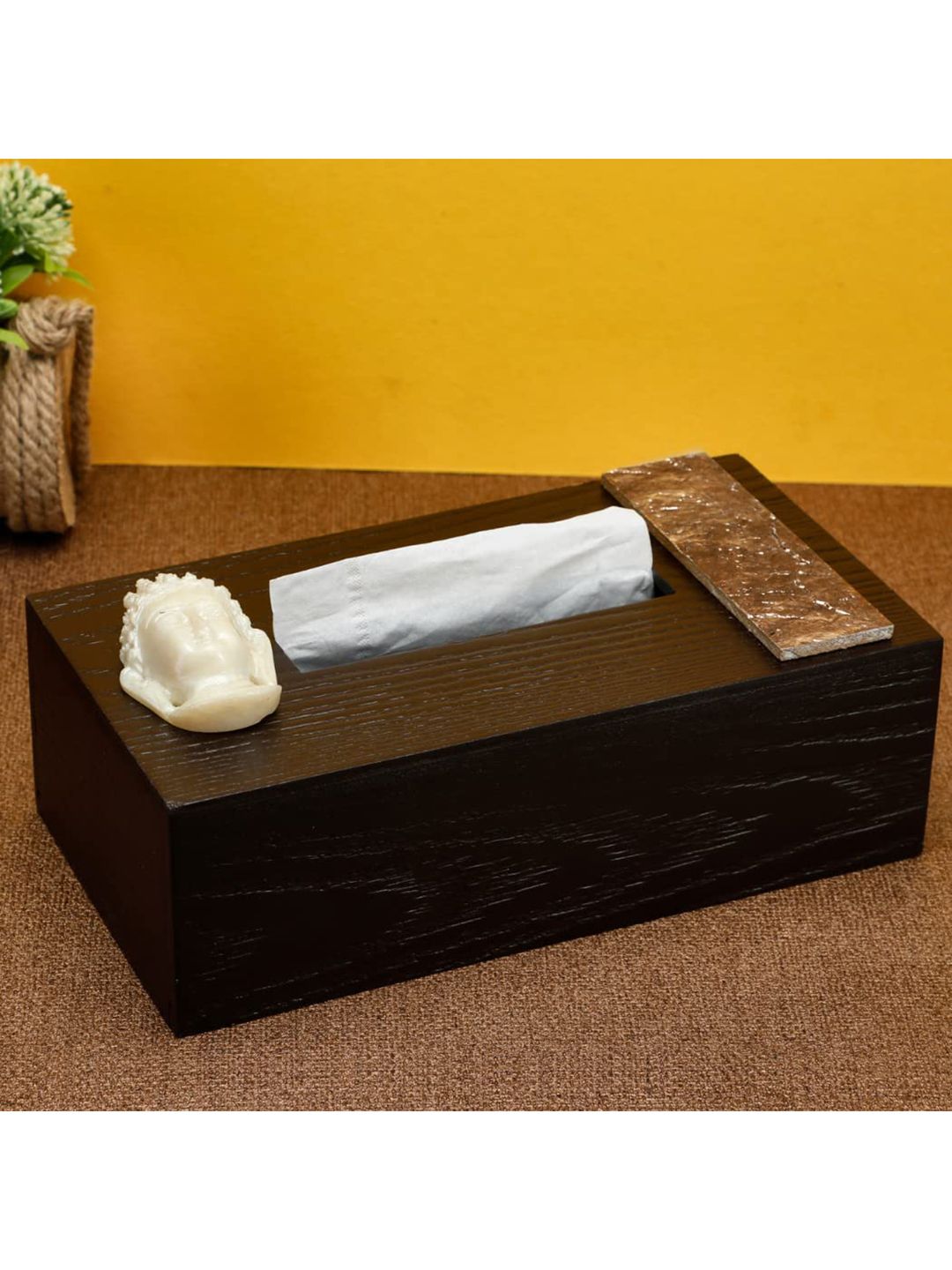 COCKTAIL Brown Solid Wooden Tissue Box Price in India