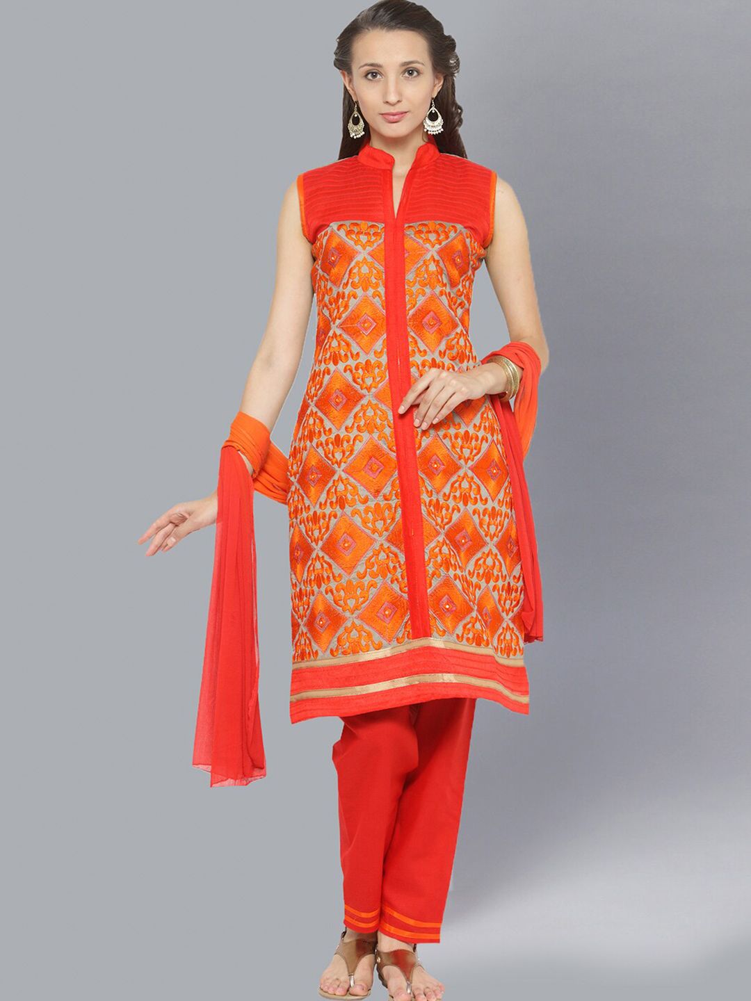 Chhabra 555 Women Red Dress Material Price in India