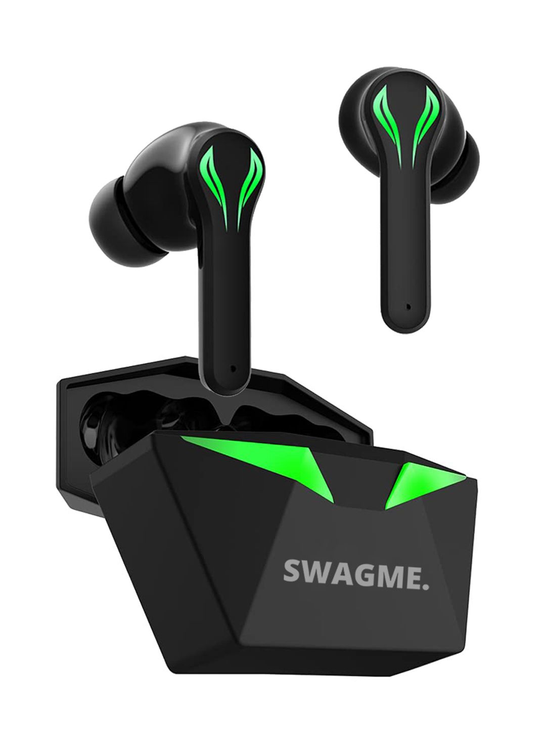 SWAGME Black & Green Solid TWS-004 True Wireless Earbuds Price in India