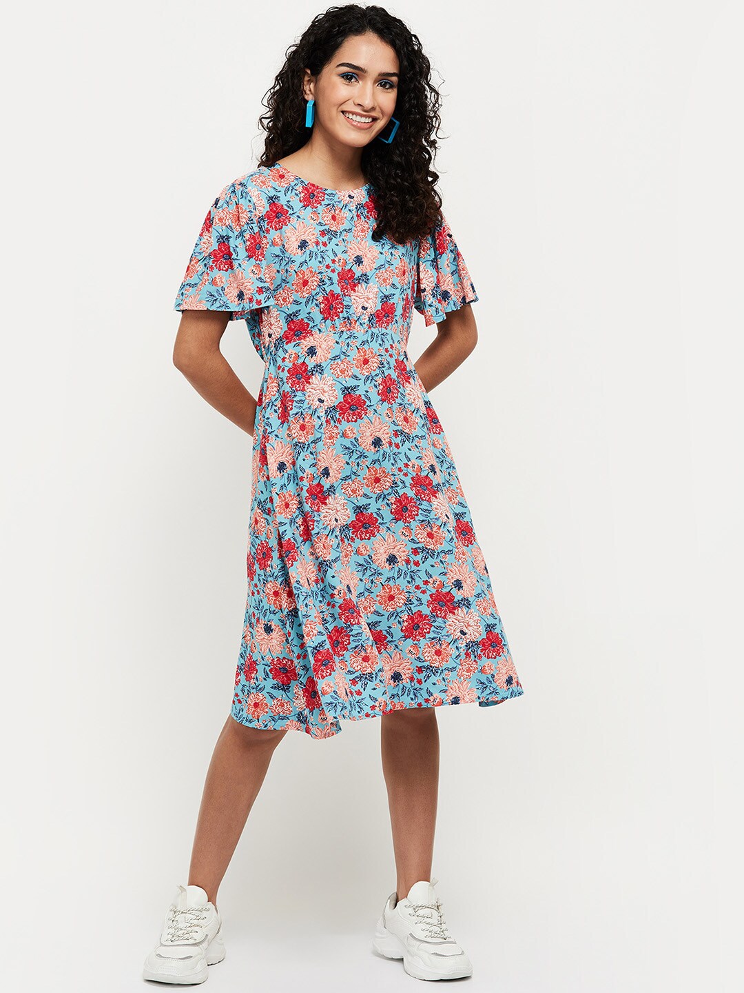 max Blue Floral Dress Price in India