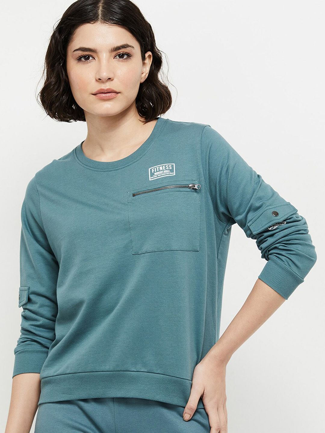 max Women Green Sweatshirt Price in India