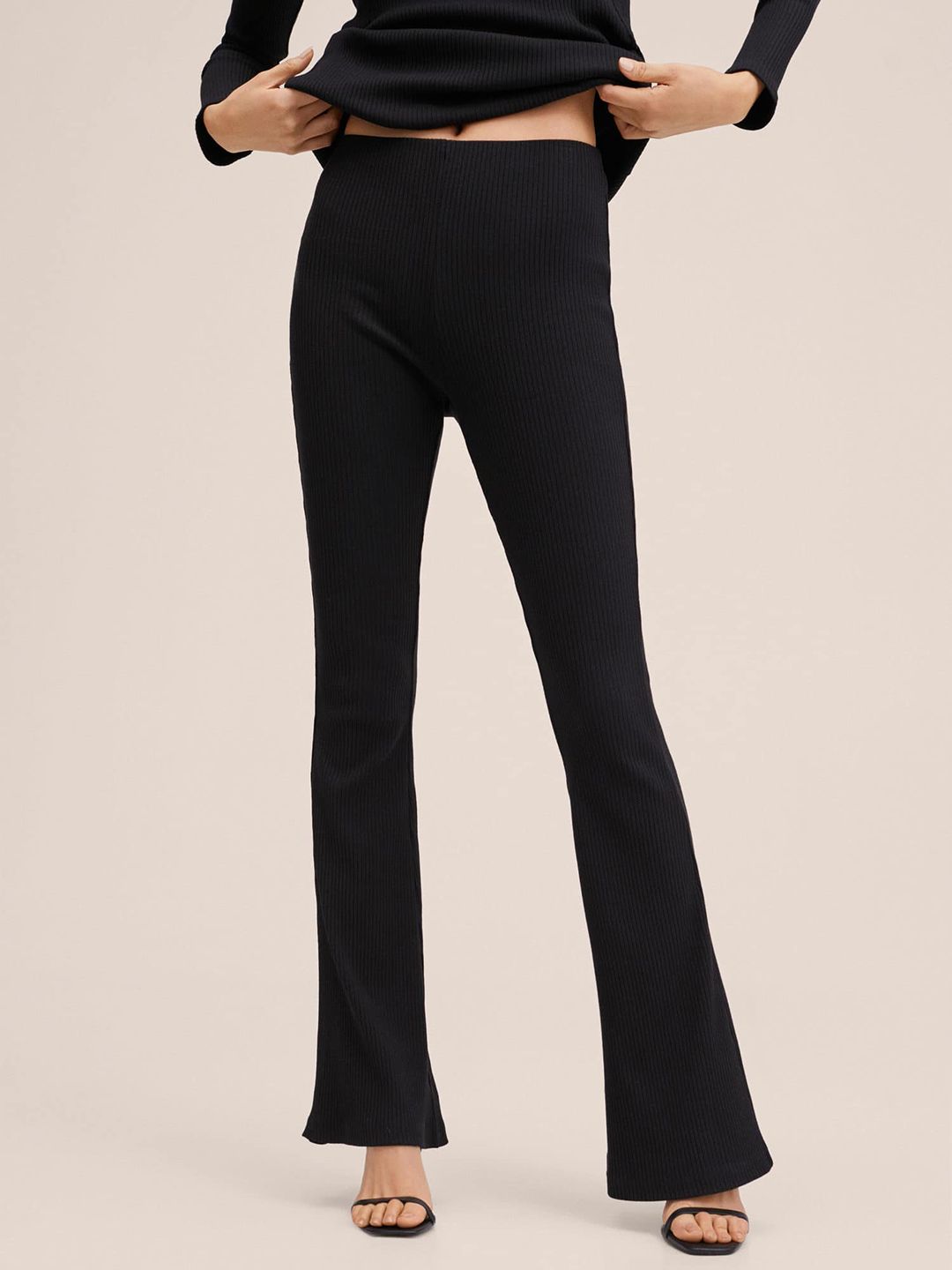 MANGO Women Black Knitted  Trousers Price in India