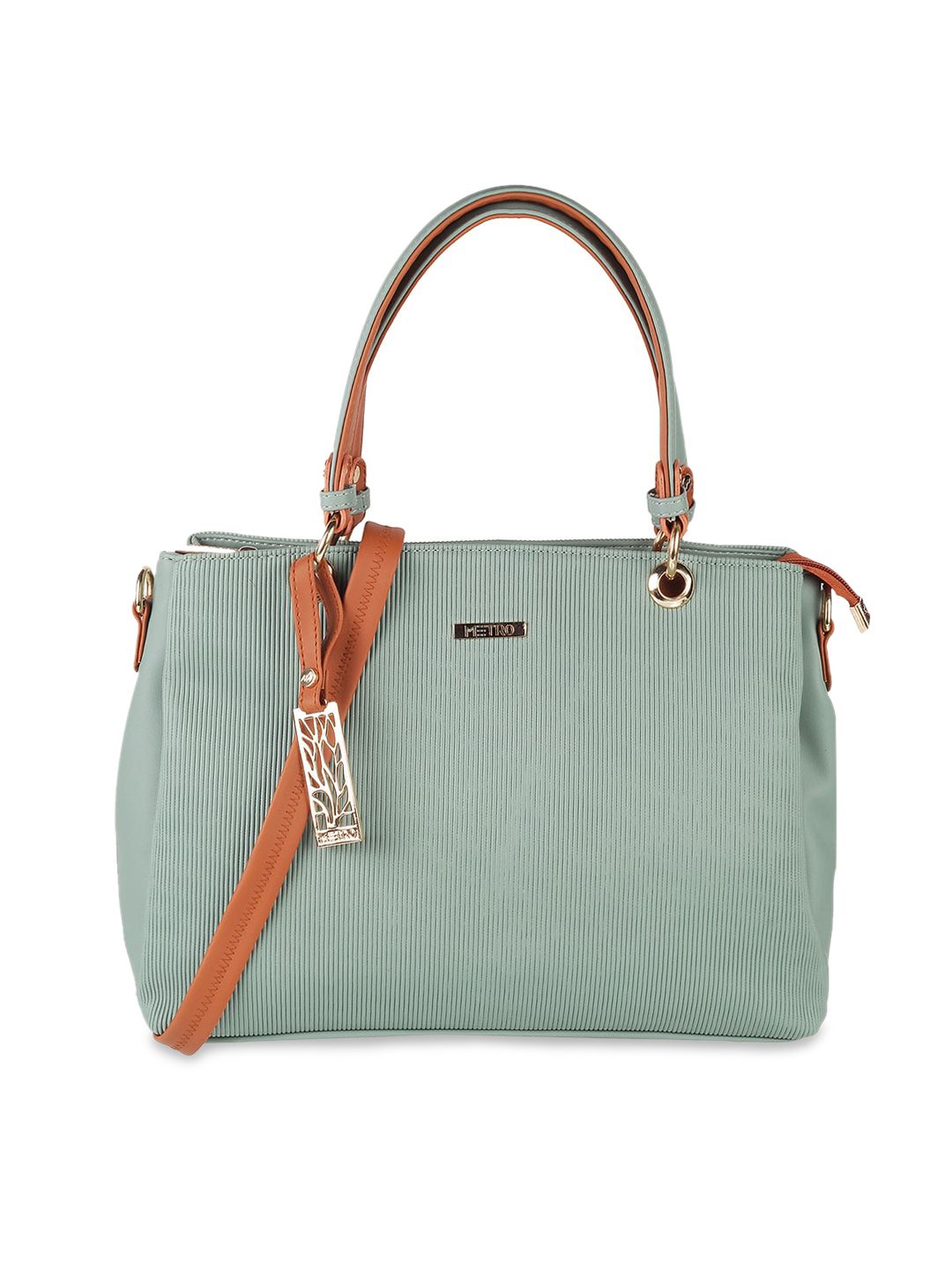 Metro Green PU Structured Handheld Bag with Tasselled Price in India