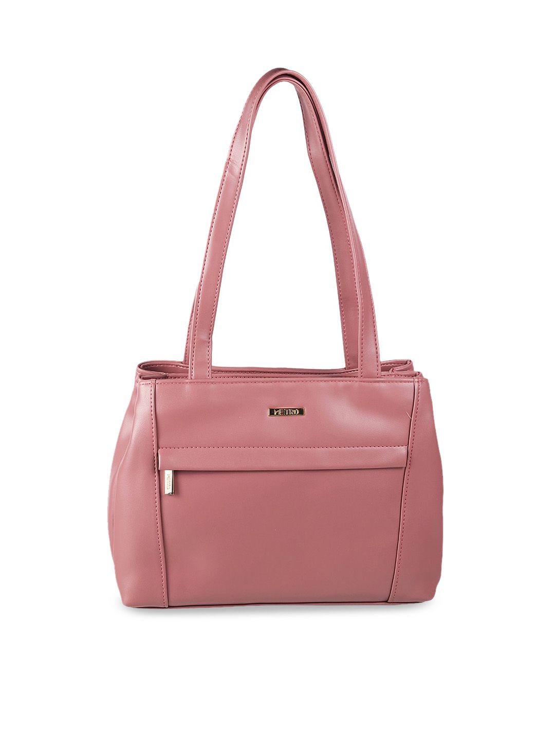 Metro Peach-Coloured Textured PU Structured Shoulder Bag Price in India