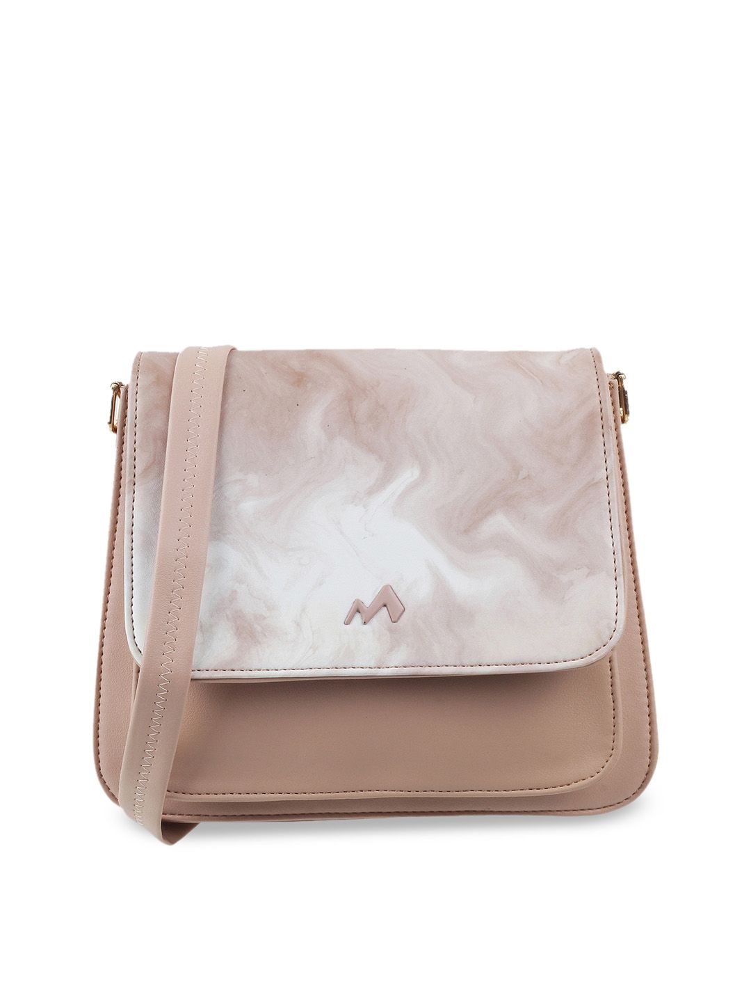 Metro Beige PU Structured Shoulder Bag with Tasselled Price in India