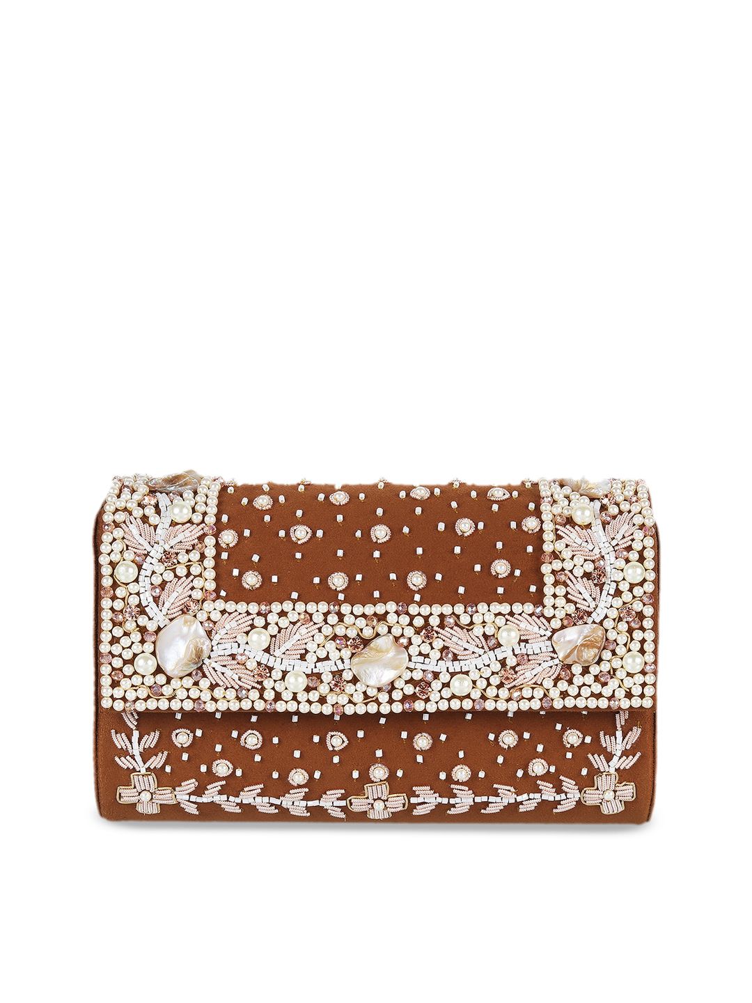 Metro Gold-Toned Embellished Structured Sling Bag Price in India