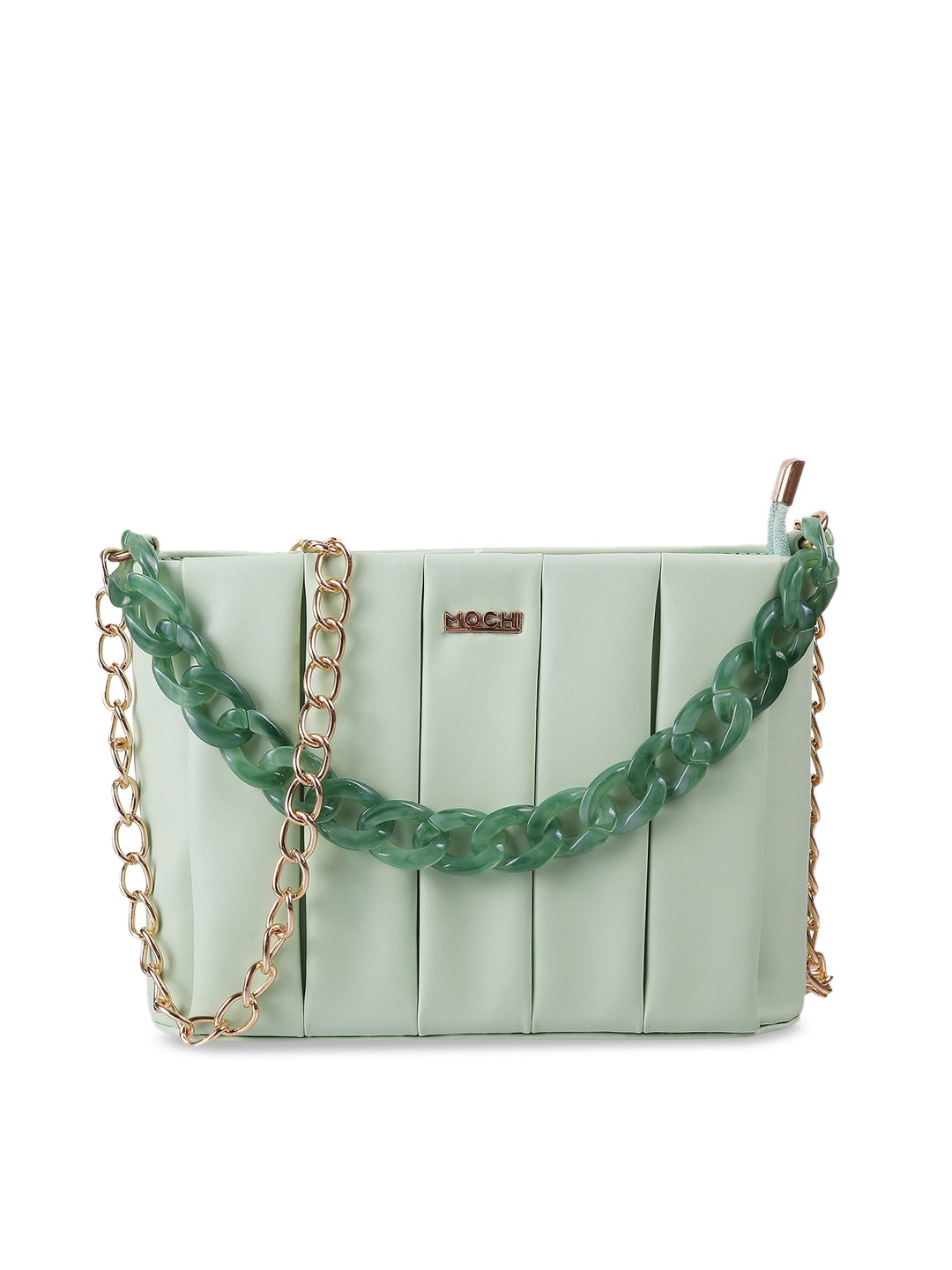 Mochi Mint Green Structured Handheld Bag Price in India