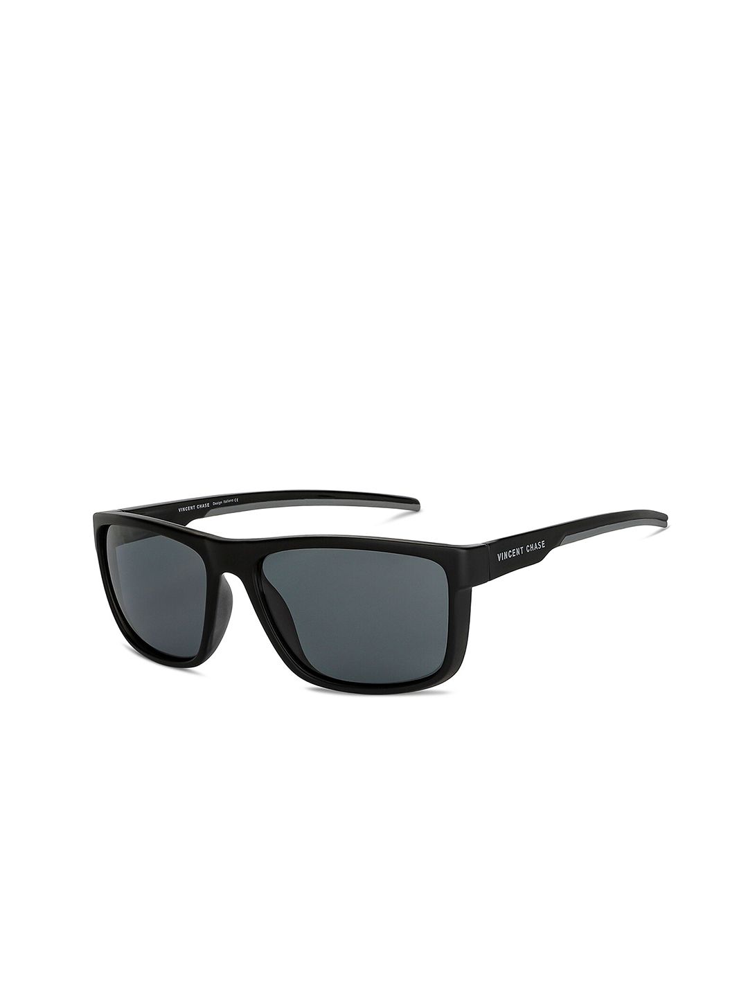 Vincent Chase by Lenskart Unisex Grey Lens & Black Sports Sunglasses with Polarised Lens