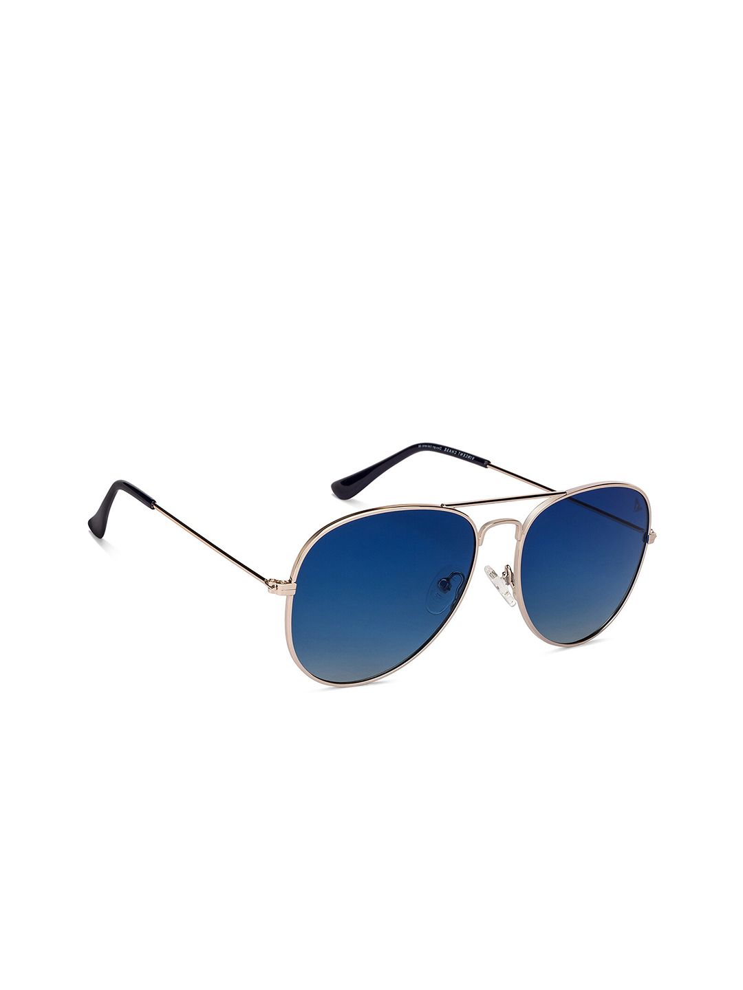 Vincent Chase by Lenskart Unisex Blue Lens & Gold-Toned Aviator Sunglasses with Polarised Lens