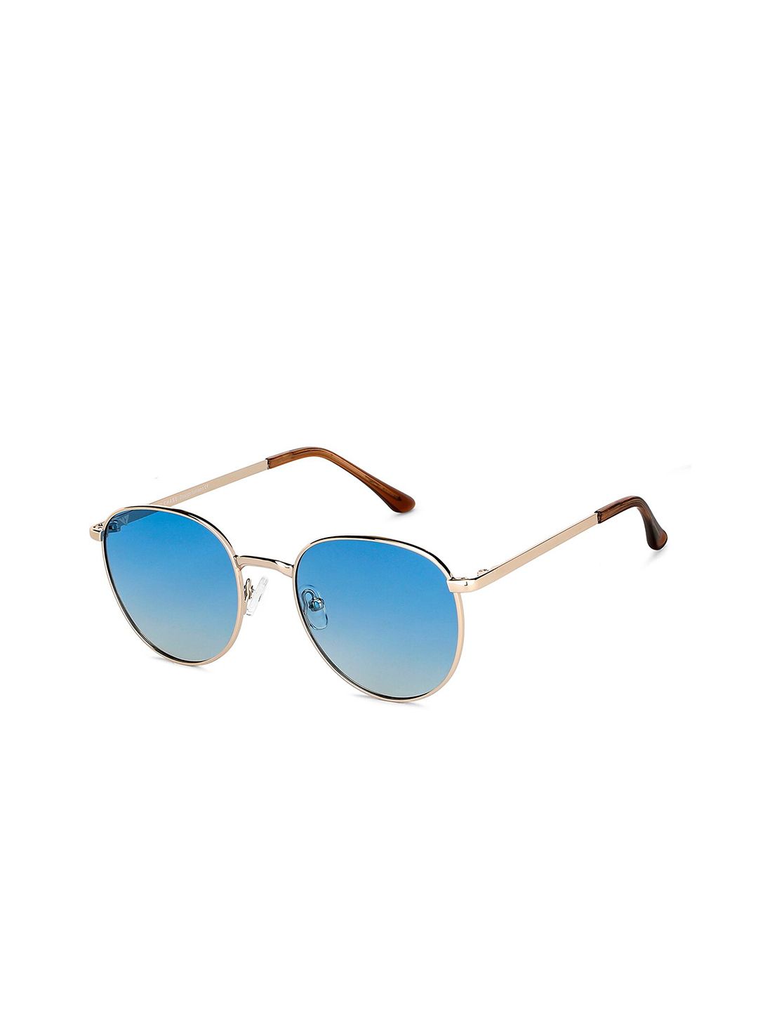 Vincent Chase by Lenskart Unisex Blue Lens & Gold-Toned Round Sunglasses with Polarised Lens