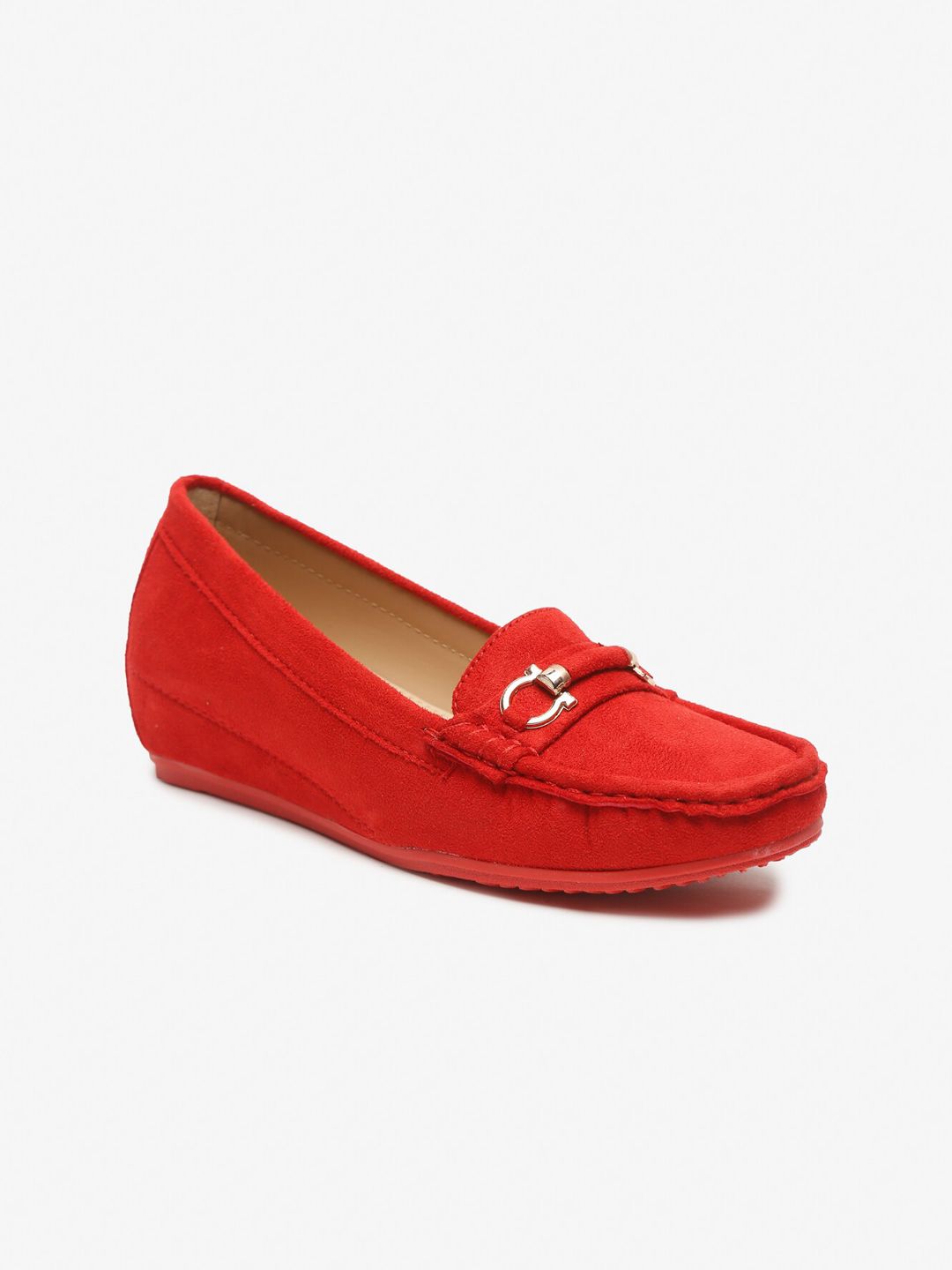 Flat n Heels Women Red Suede Loafers Price in India