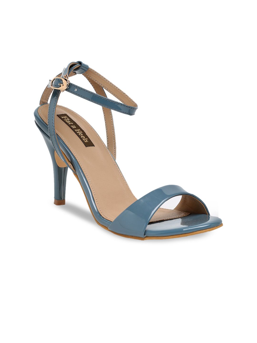 Flat n Heels Blue Stiletto Sandals with Buckles Price in India