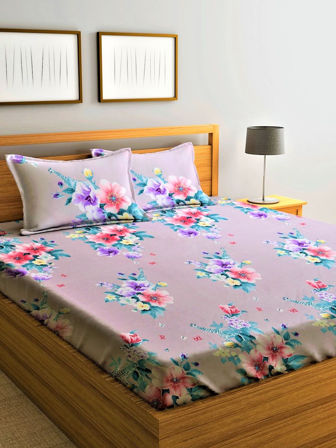 Home Sizzler Unisex Purple Bedsheets Price in India