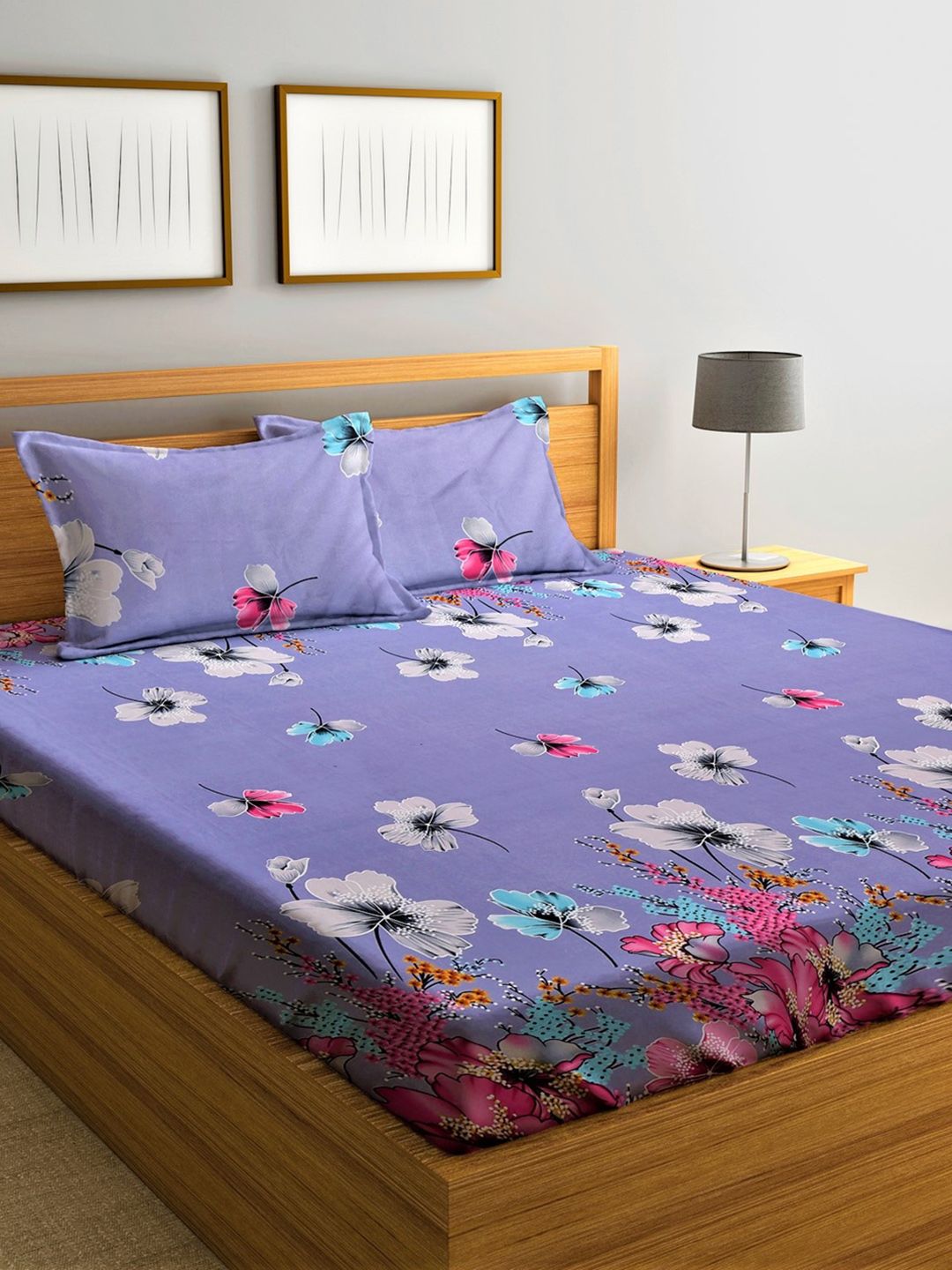 Home Sizzler Unisex Purple Bedsheets Price in India