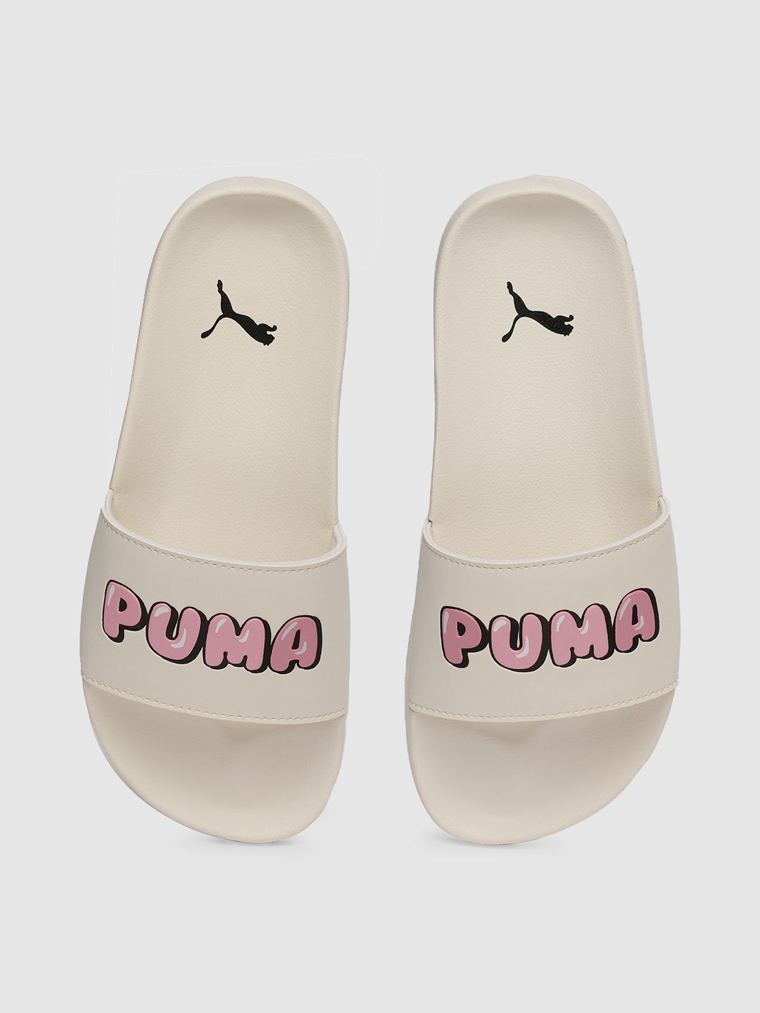 Puma Unisex White & Pink Printed Sliders Price in India