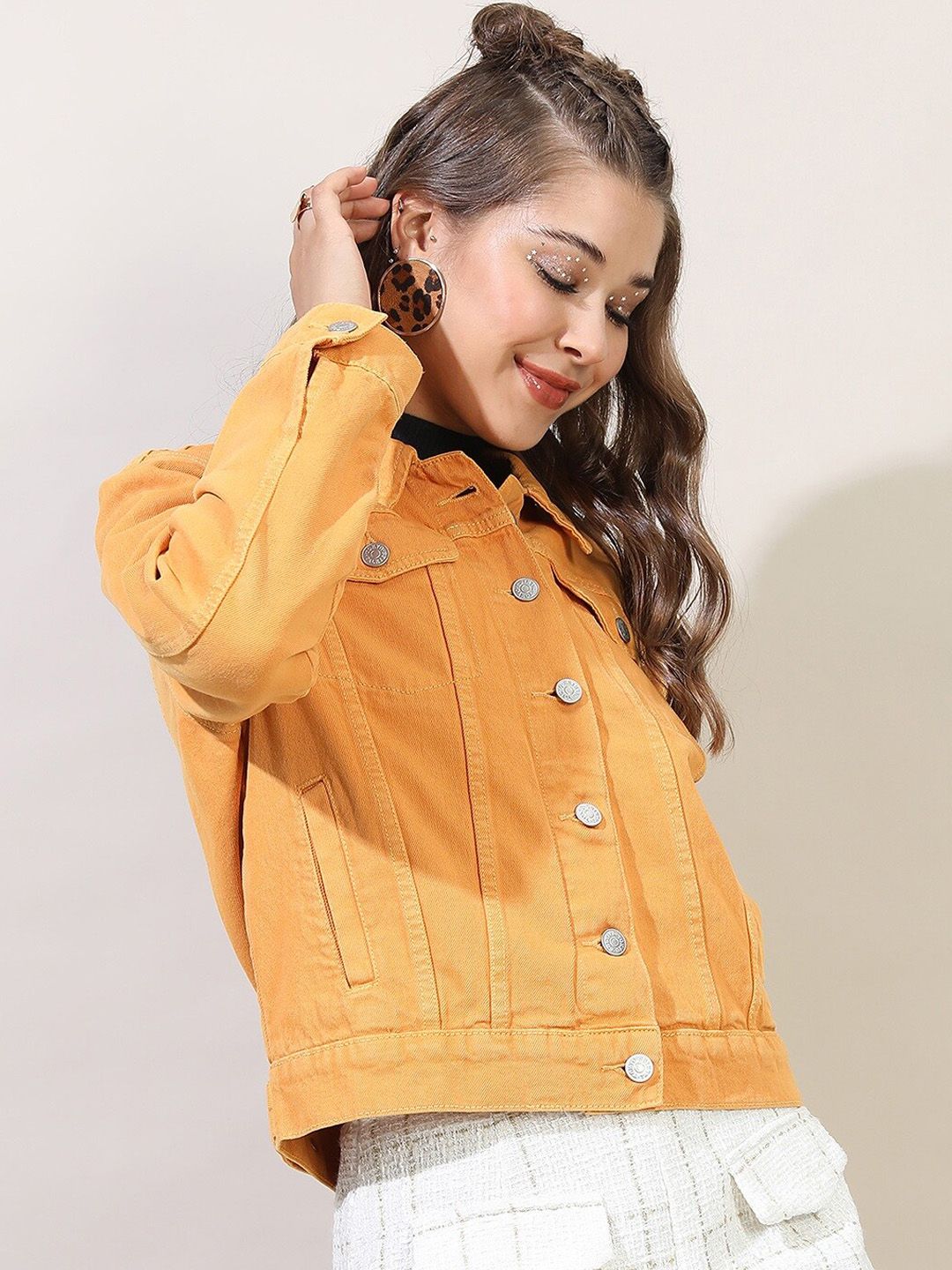Tokyo Talkies Women Yellow Crop Tailored Jacket Price in India