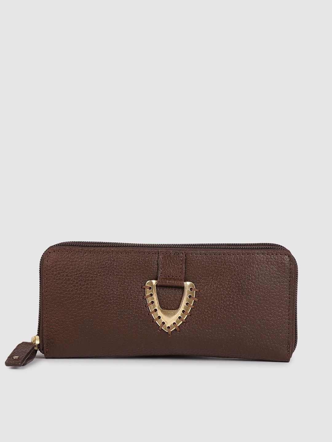 Hidesign Women Brown Leather Zip Around Wallet Price in India