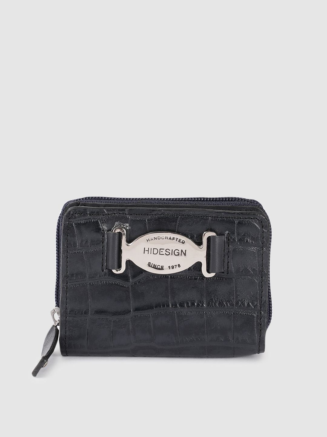 Hidesign Hidesign Women Navy Blue Textured Leather Two Fold Wallet