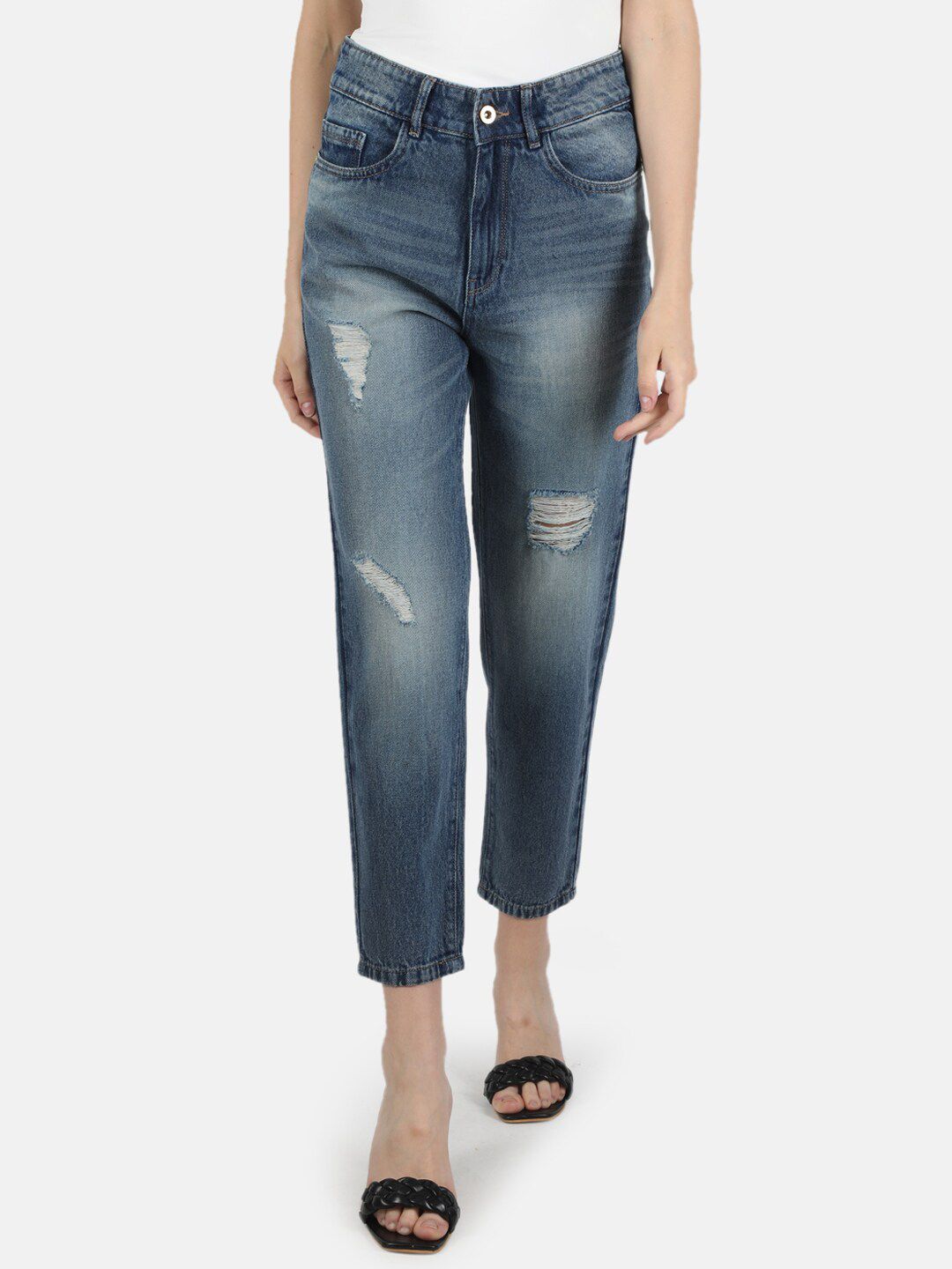 Monte Carlo Women Blue Comfort Mildly Distressed Heavy Fade Stretchable Jeans Price in India