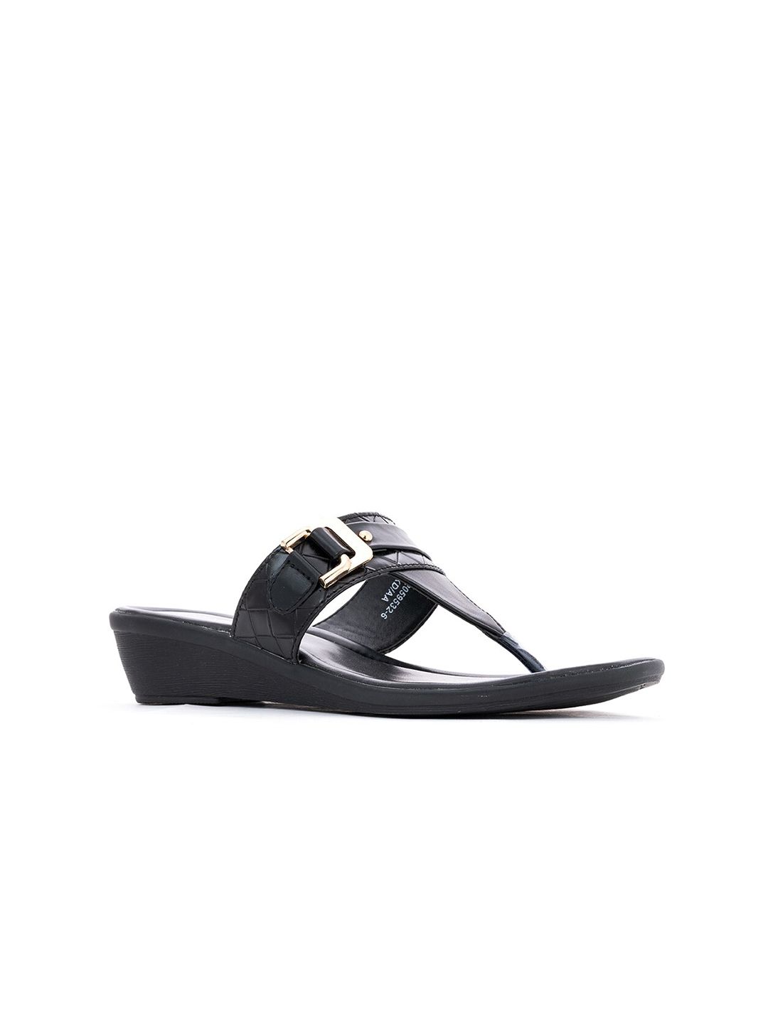 Khadims Black solid Comfort Heels with Buckles Price in India