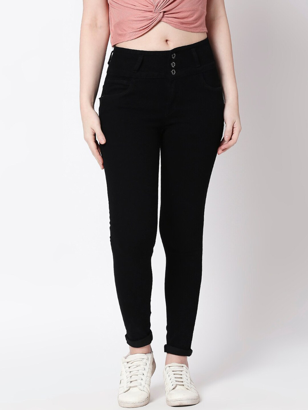 High Star Women Black Slim Fit High-Rise Jeans Price in India
