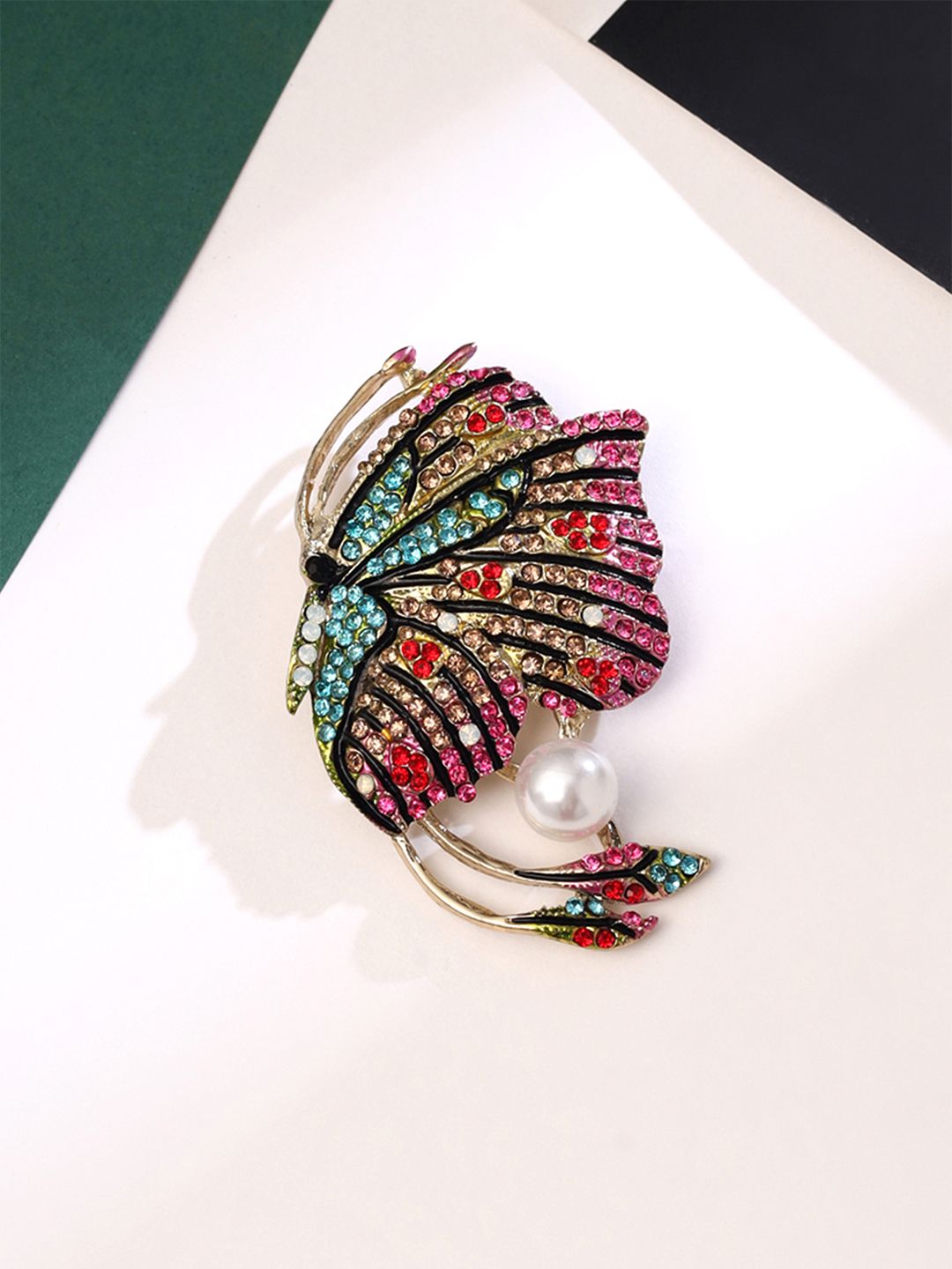 Buy Yellow Chimes Women Multicolour Crystal Butterfly Design