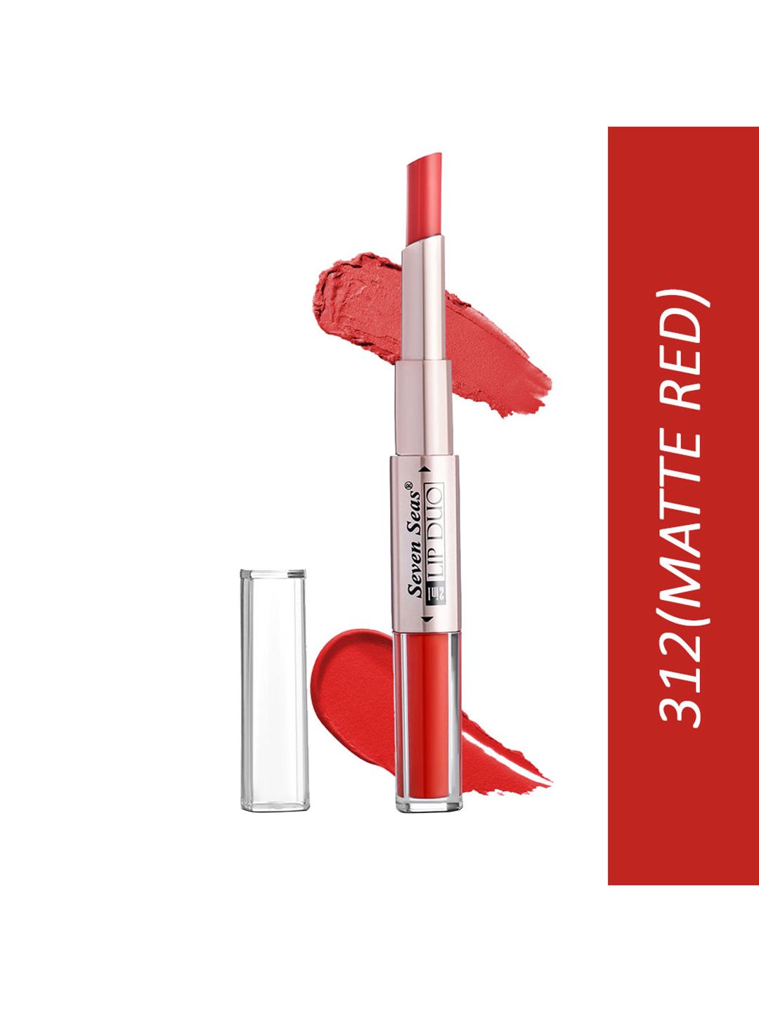 Seven Seas Lip Duo 2 In 1 Liquid Lipstick With Stick Lipstick-312 Matte Red Price in India