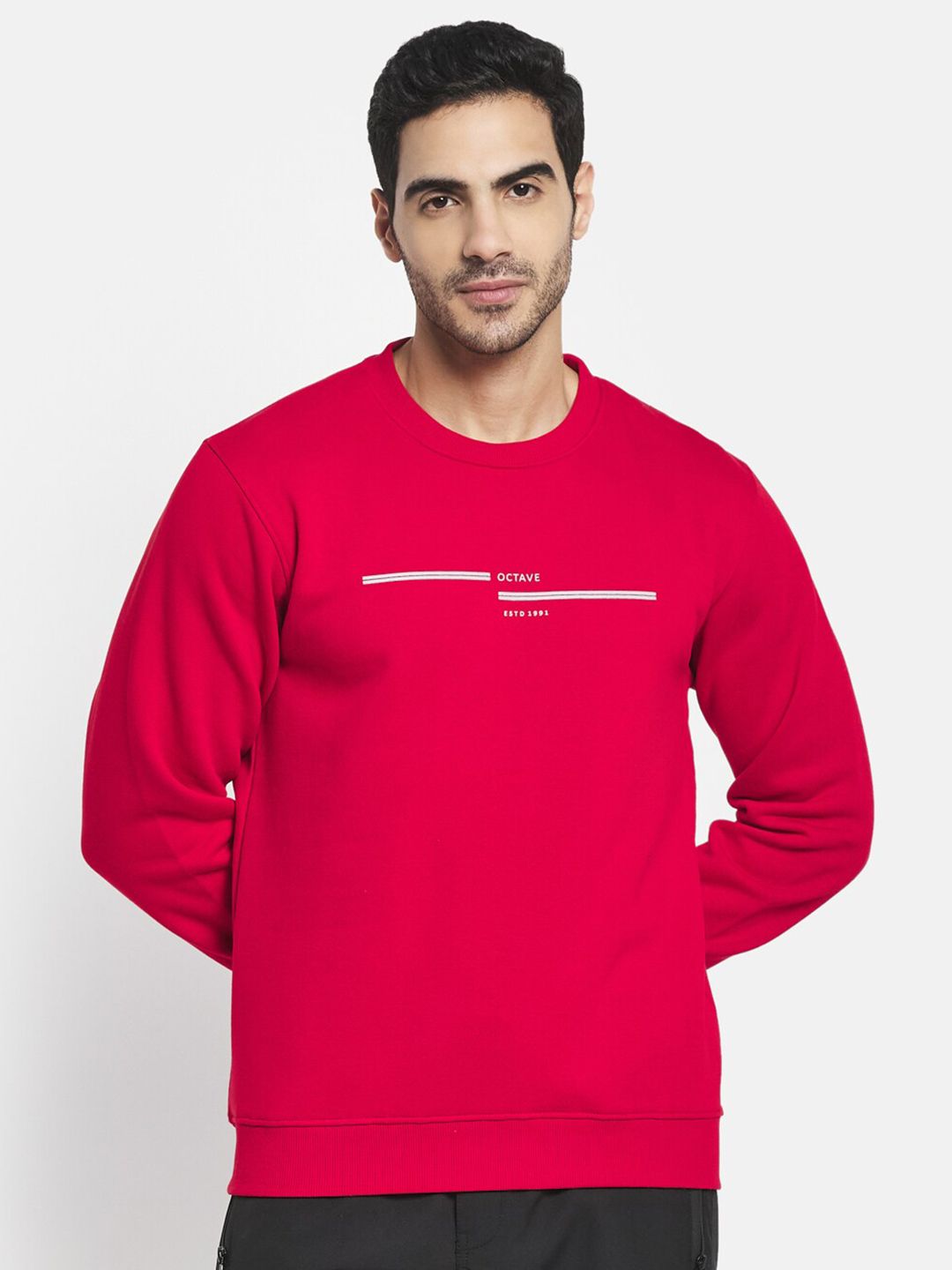 Octave Men Red Printed Sweatshirt Price History