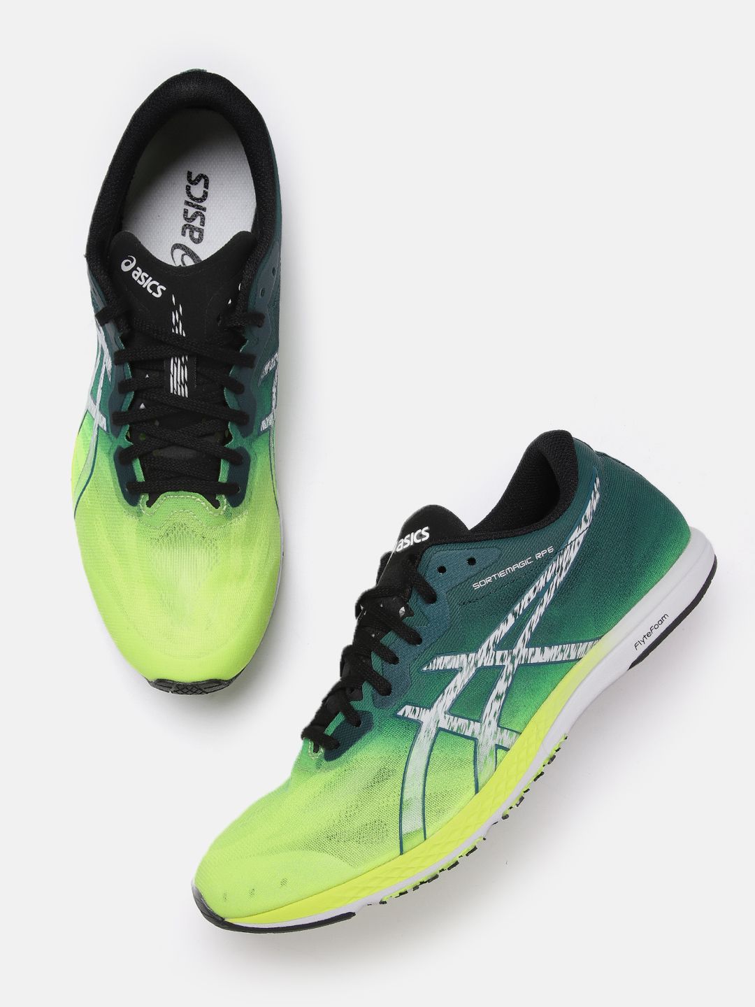 ASICS Men Lime Green Textured SORTIEMAGIC RP 6 Running Shoes Price in India