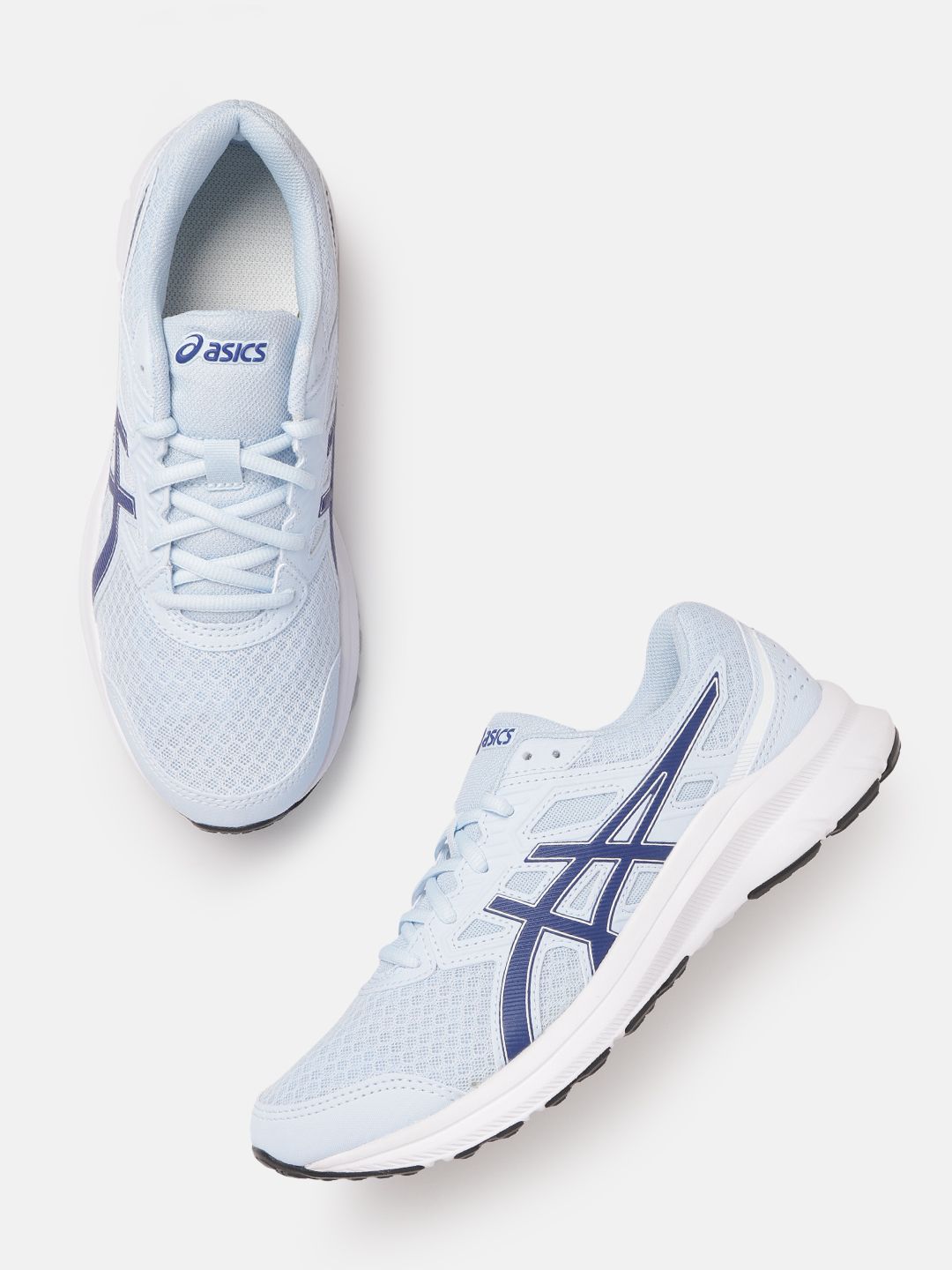 ASICS Women Blue Woven Design Jolt 3 Running Shoes Price in India